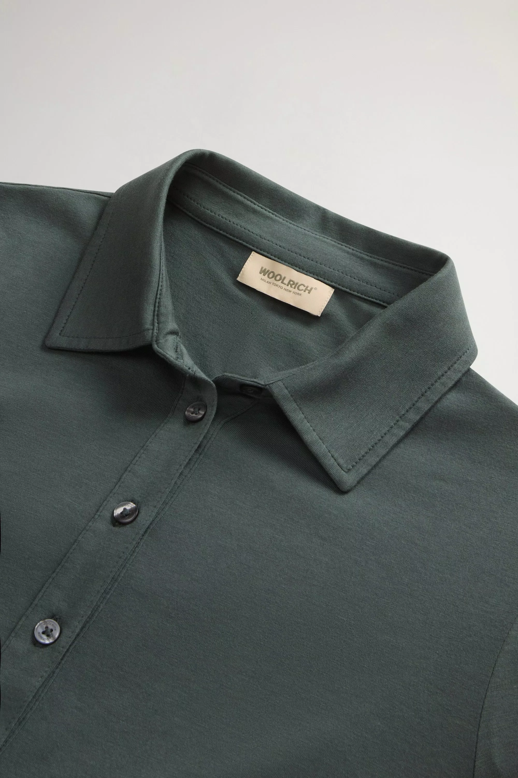 Luxe Polo Shirt in Cotton and Modal Blend - Forest Veil