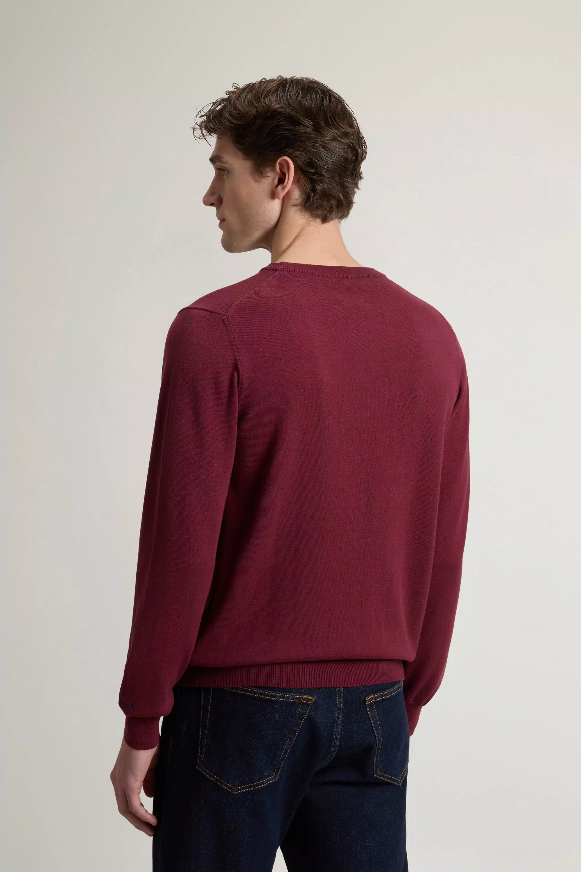 Crewneck Sweater in Pure Cotton - Rhododendron