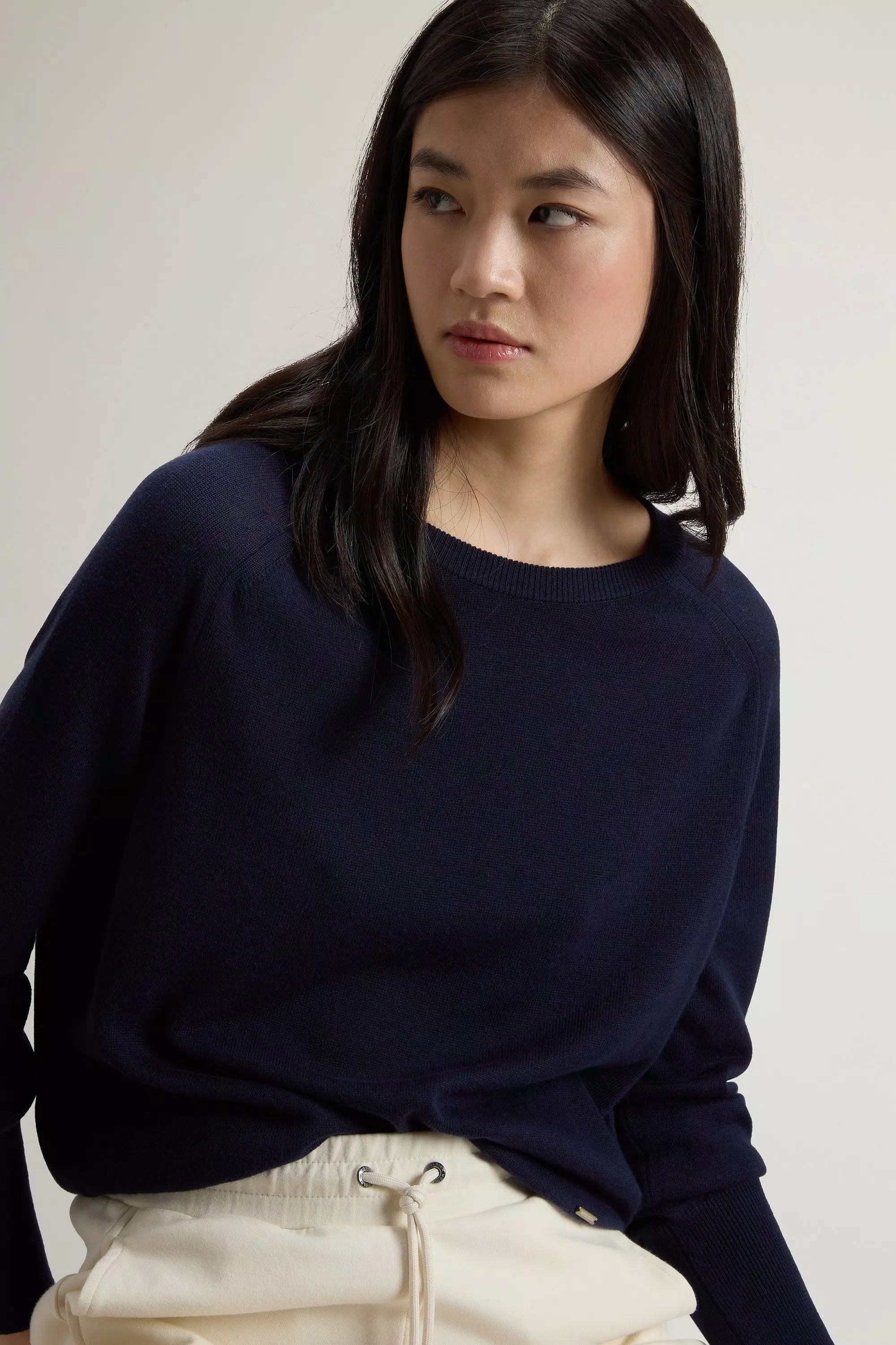 Crewneck Sweater in Cotton Blend - Melton Blue