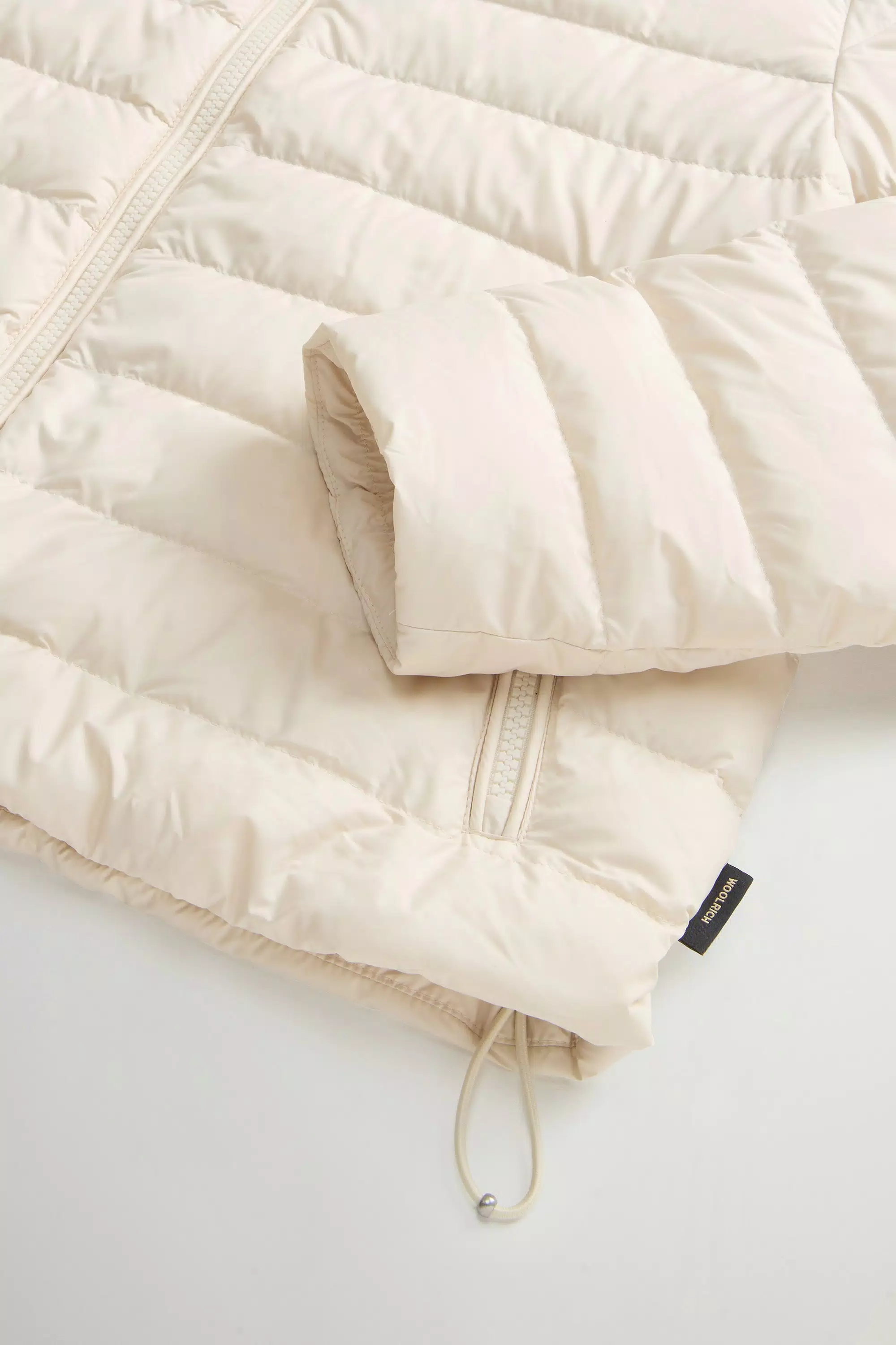 Lightweight Hooded Down Jacket in Microfiber - Milky Cream