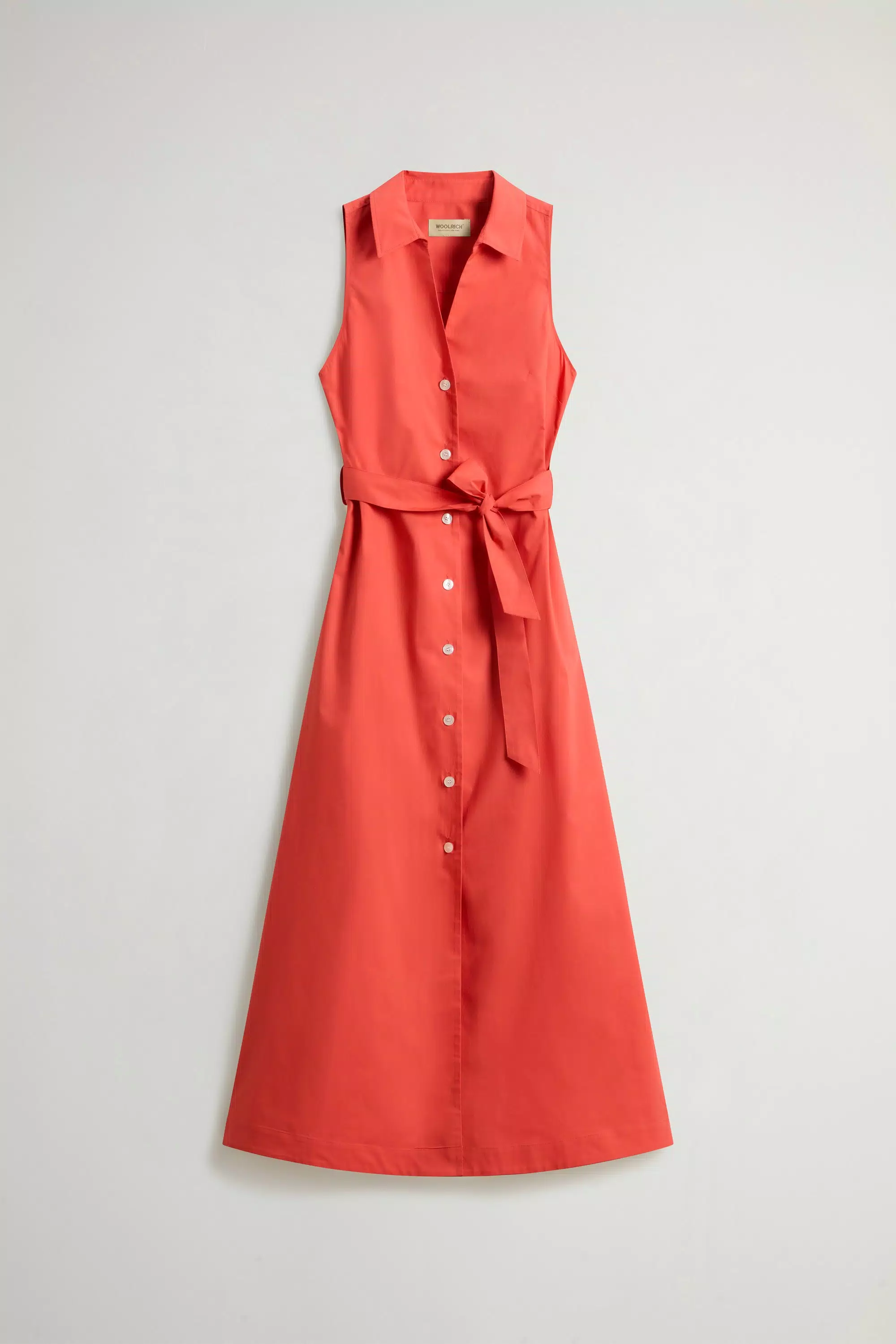 Shirt Dress in Pure Cotton Poplin with Belt - Paprika