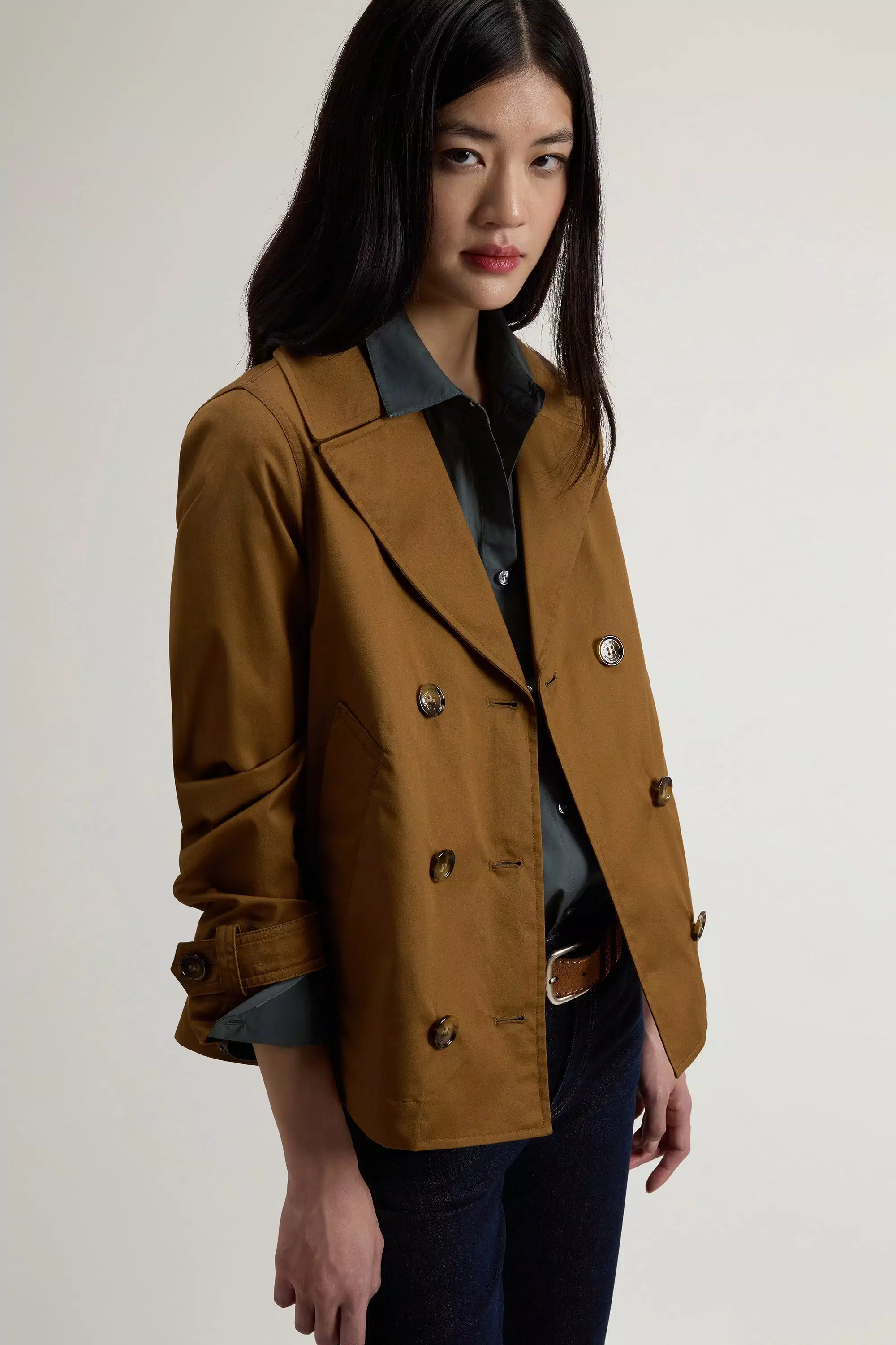 Pure Cotton Pea Coat - Breen