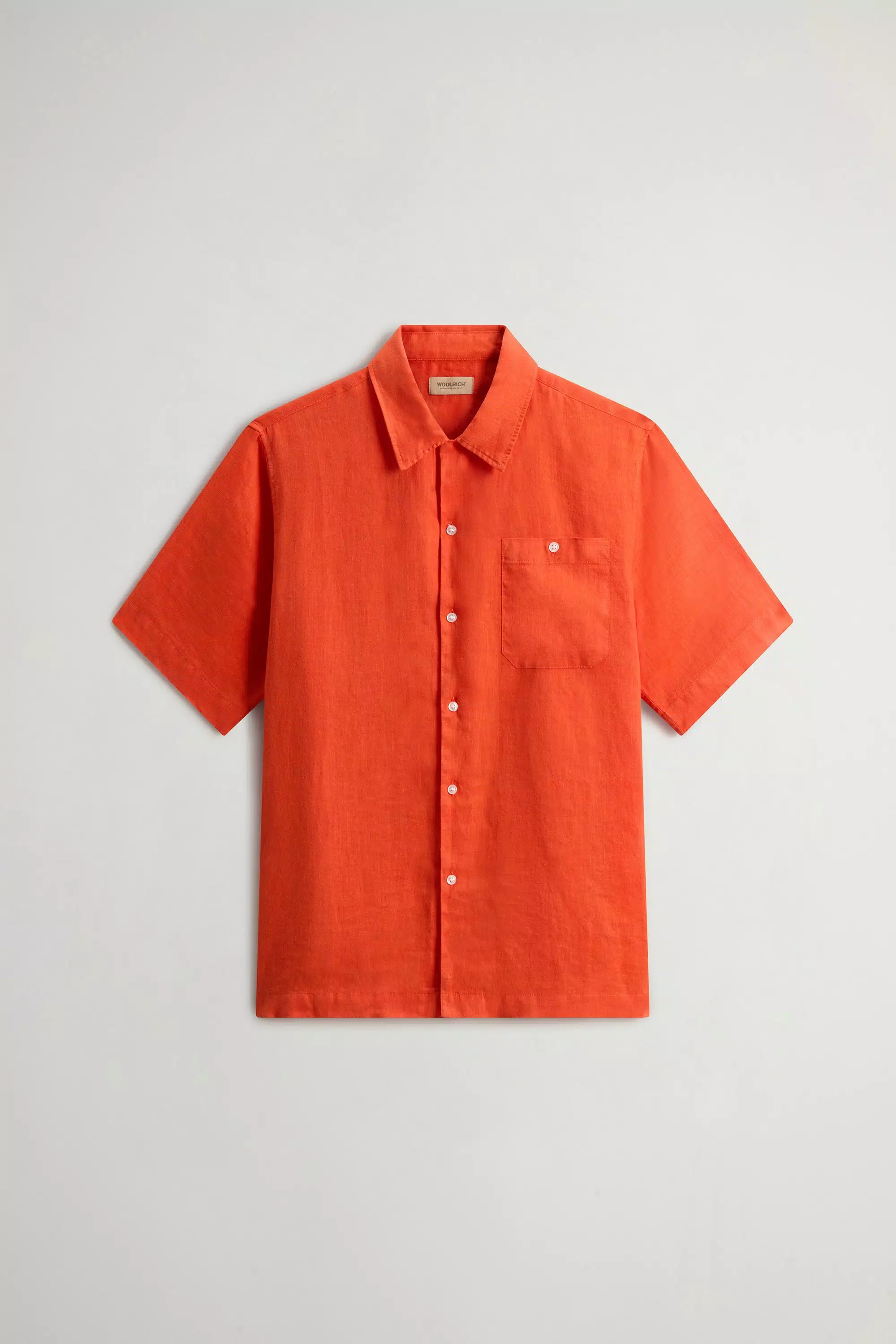 Garment-Dyed Short-Sleeved Shirt in Pure Linen - Pureed Pumpkin