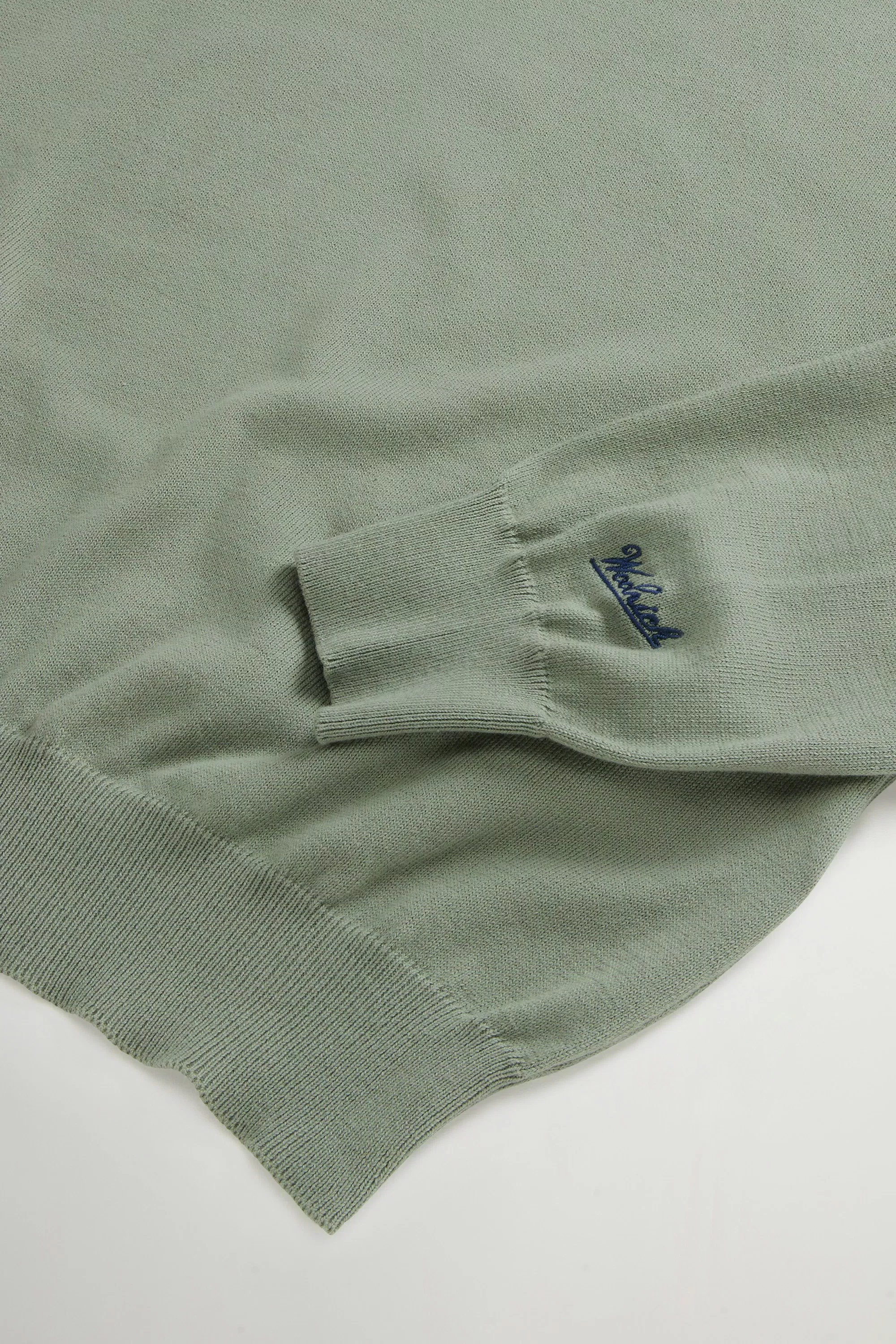 Crewneck Sweater in Pure Cotton - Faded Smokey Olive
