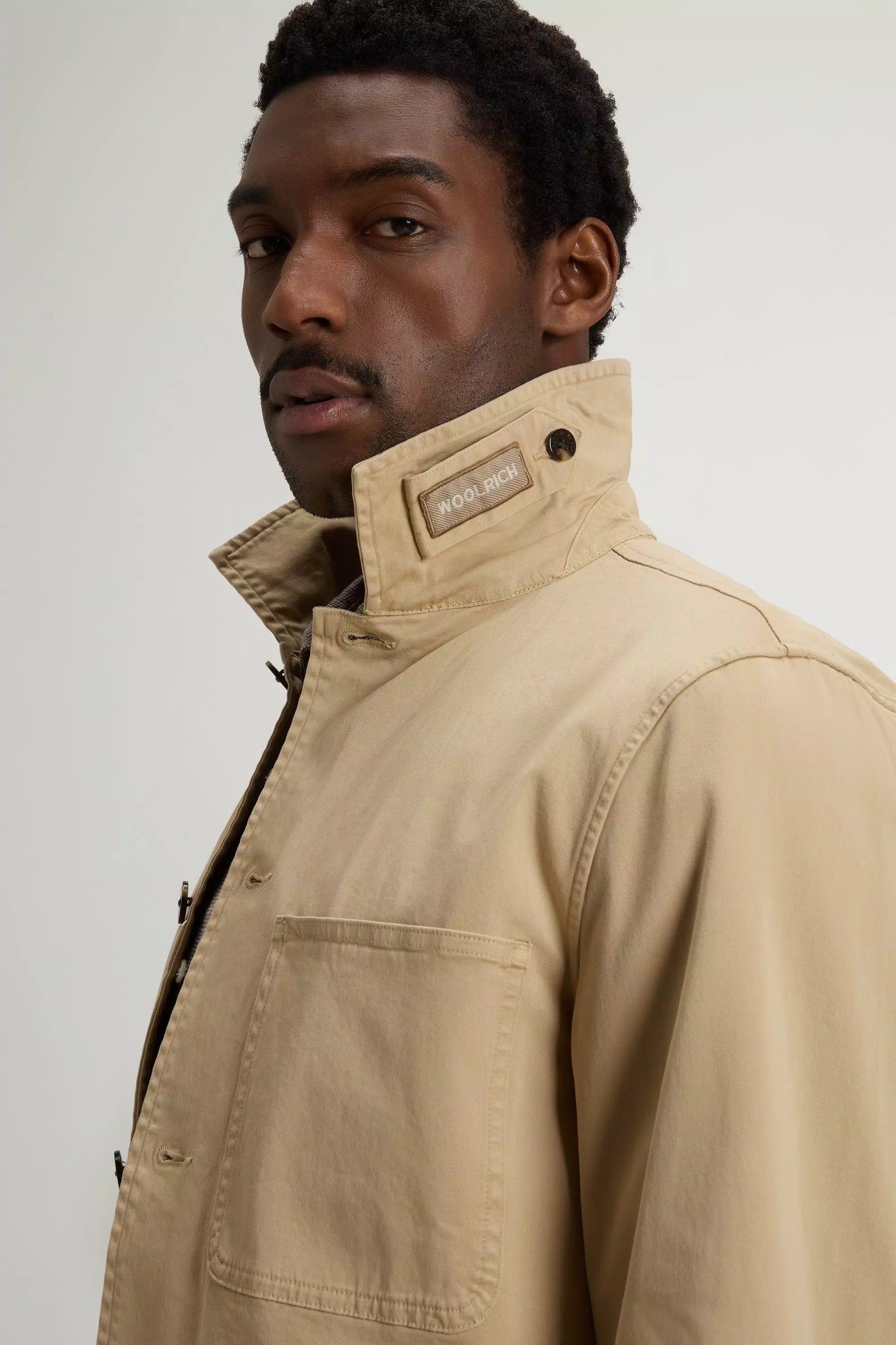 Garment-Dyed Chore Overshirt in Cotton Twill - Travertine