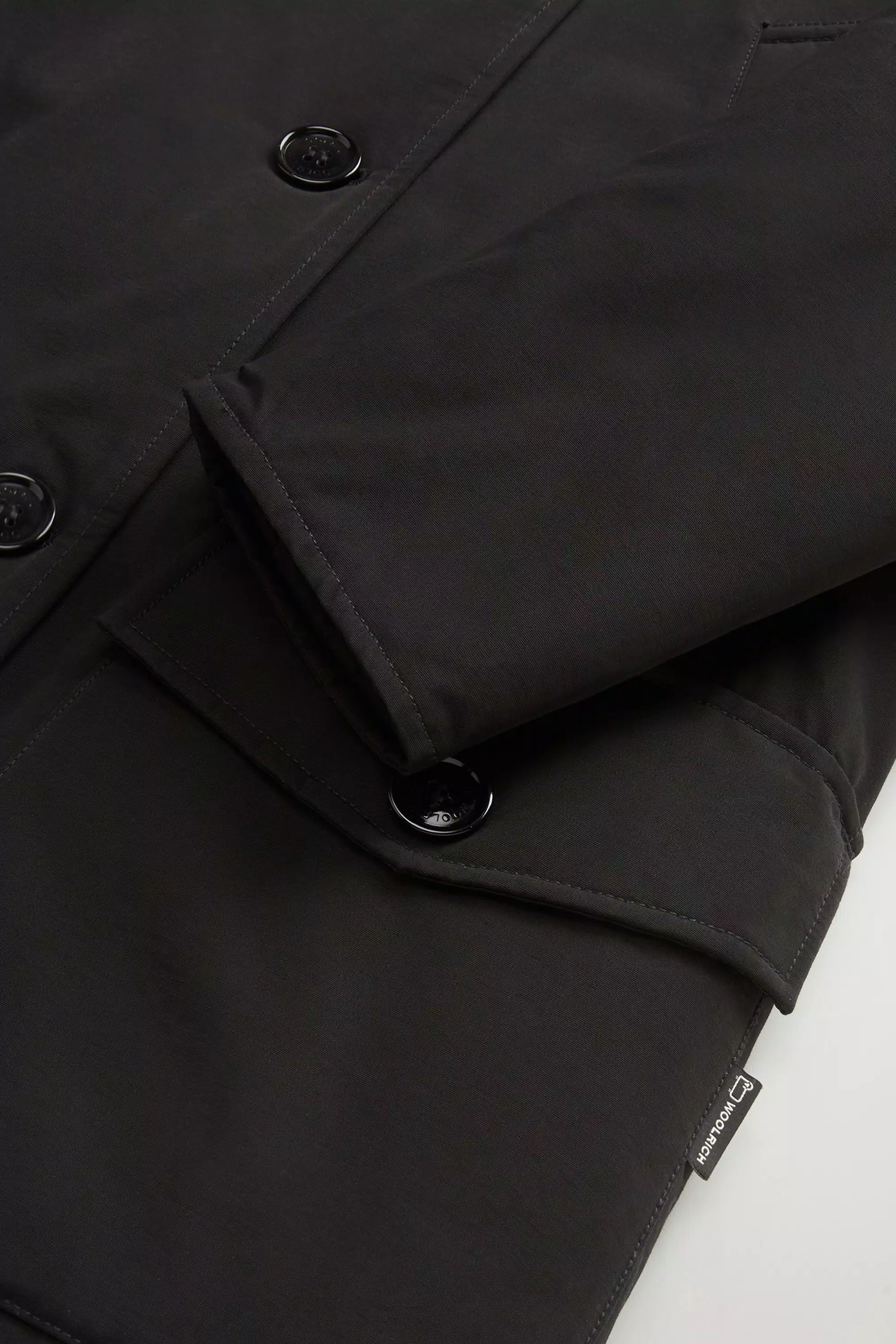 Arctic Parka in Ramar Cloth with Four Pockets and Detachable Fur - Black