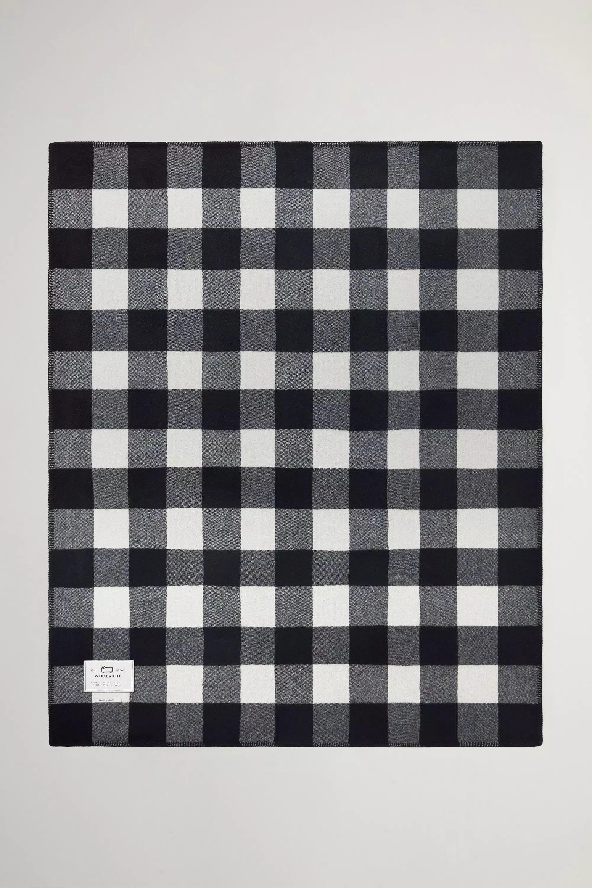 Double-Face Buffalo Check Blanket in Pure Wool - White Buffalo