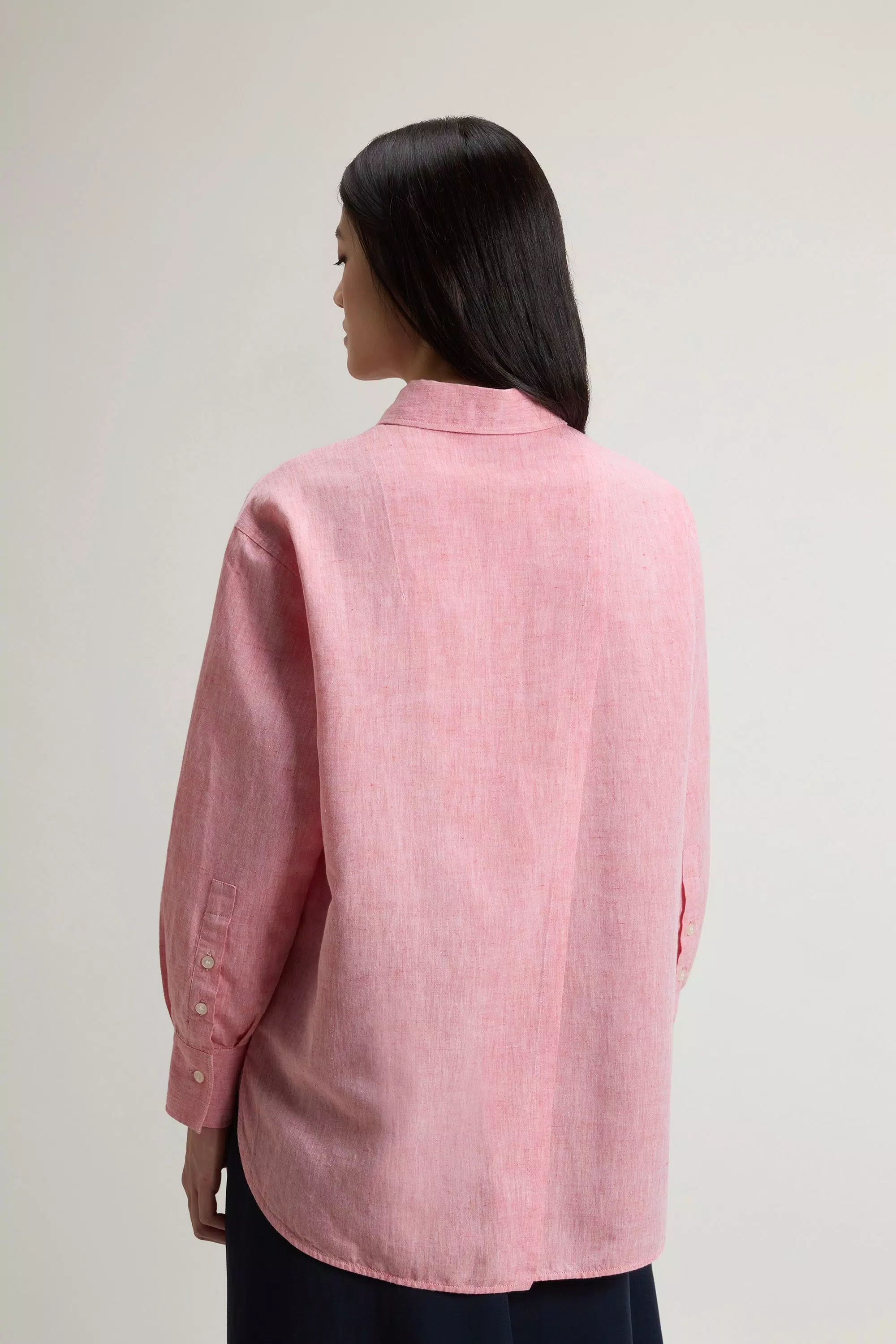 Boyfriend Shirt in Cotton and Linen Blend - Oxford Paprika