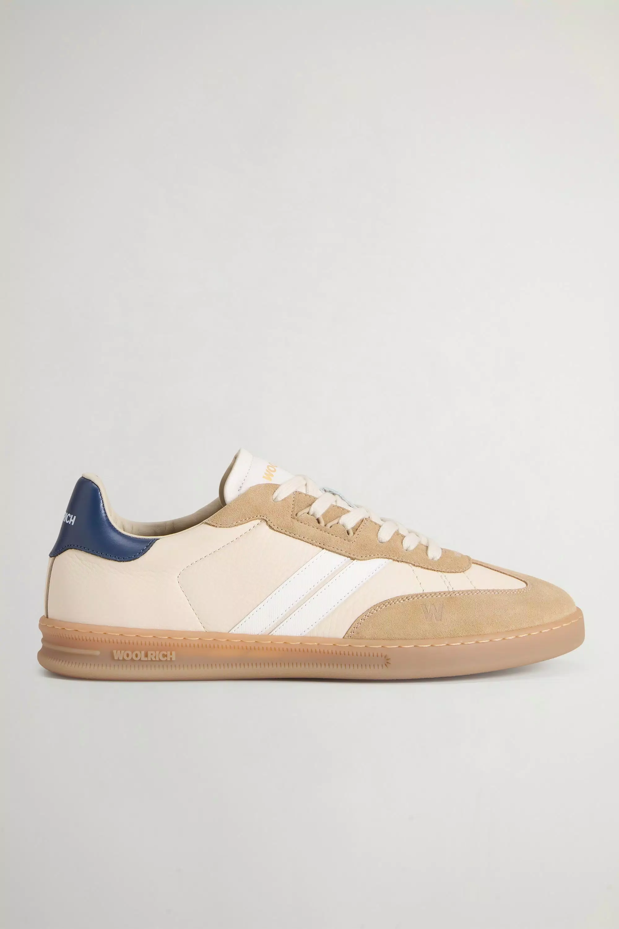Doubleu Tennis Sneakers in Leather with Suede Details - Beige Whipped Cream