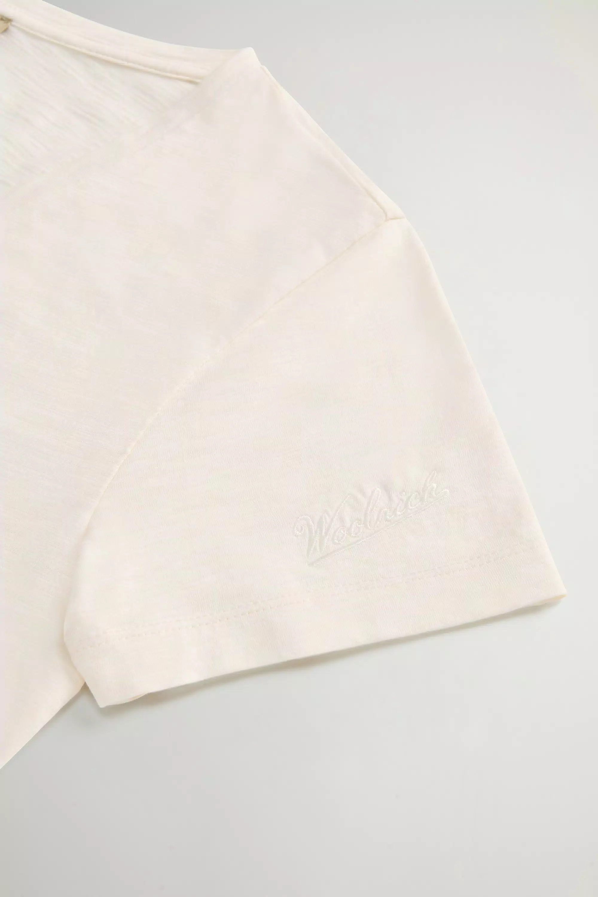Pure Cotton Slub T-Shirt with V-Neck - Jet Stream