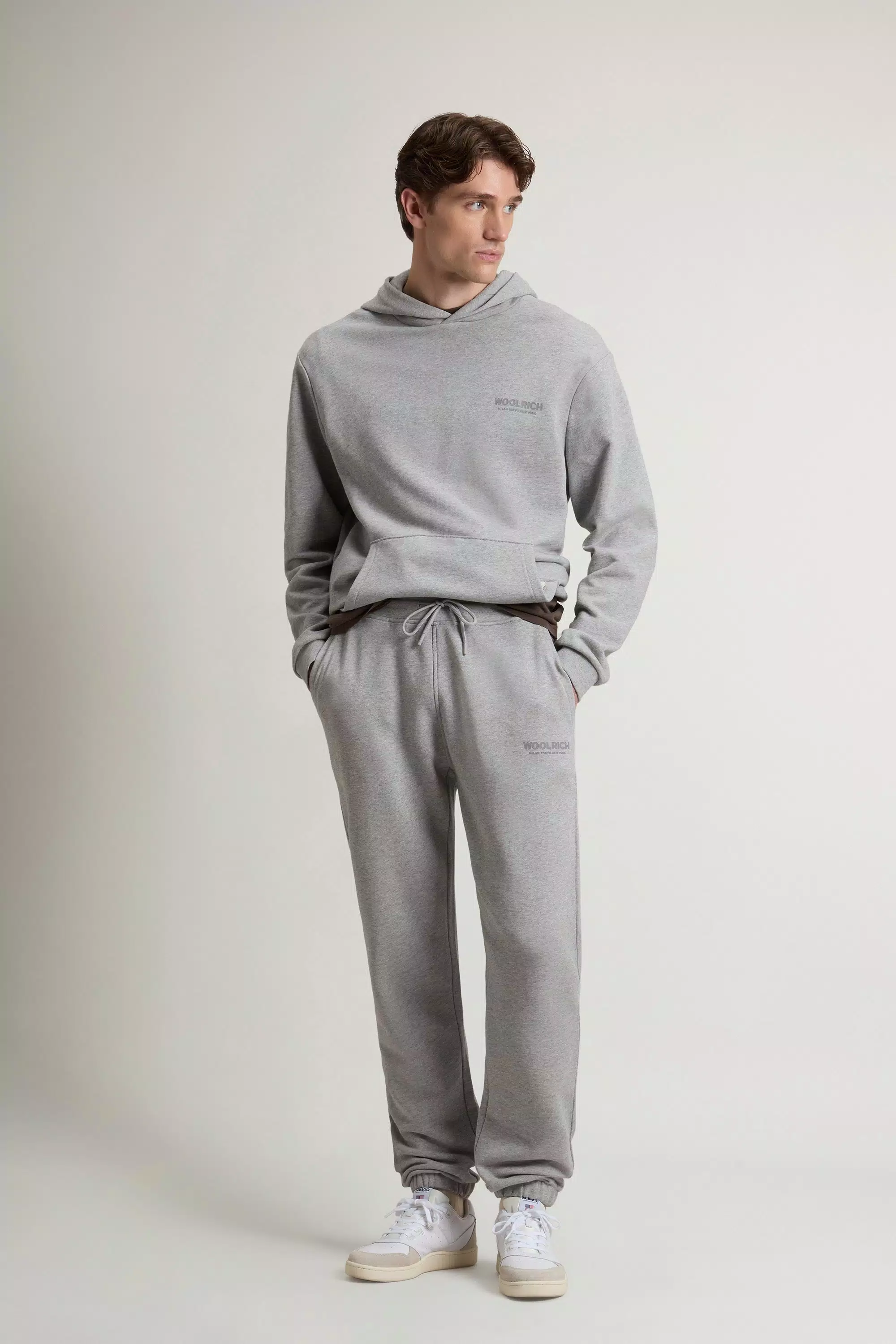Sports Pants in Pure Cotton - Medium Grey Melange