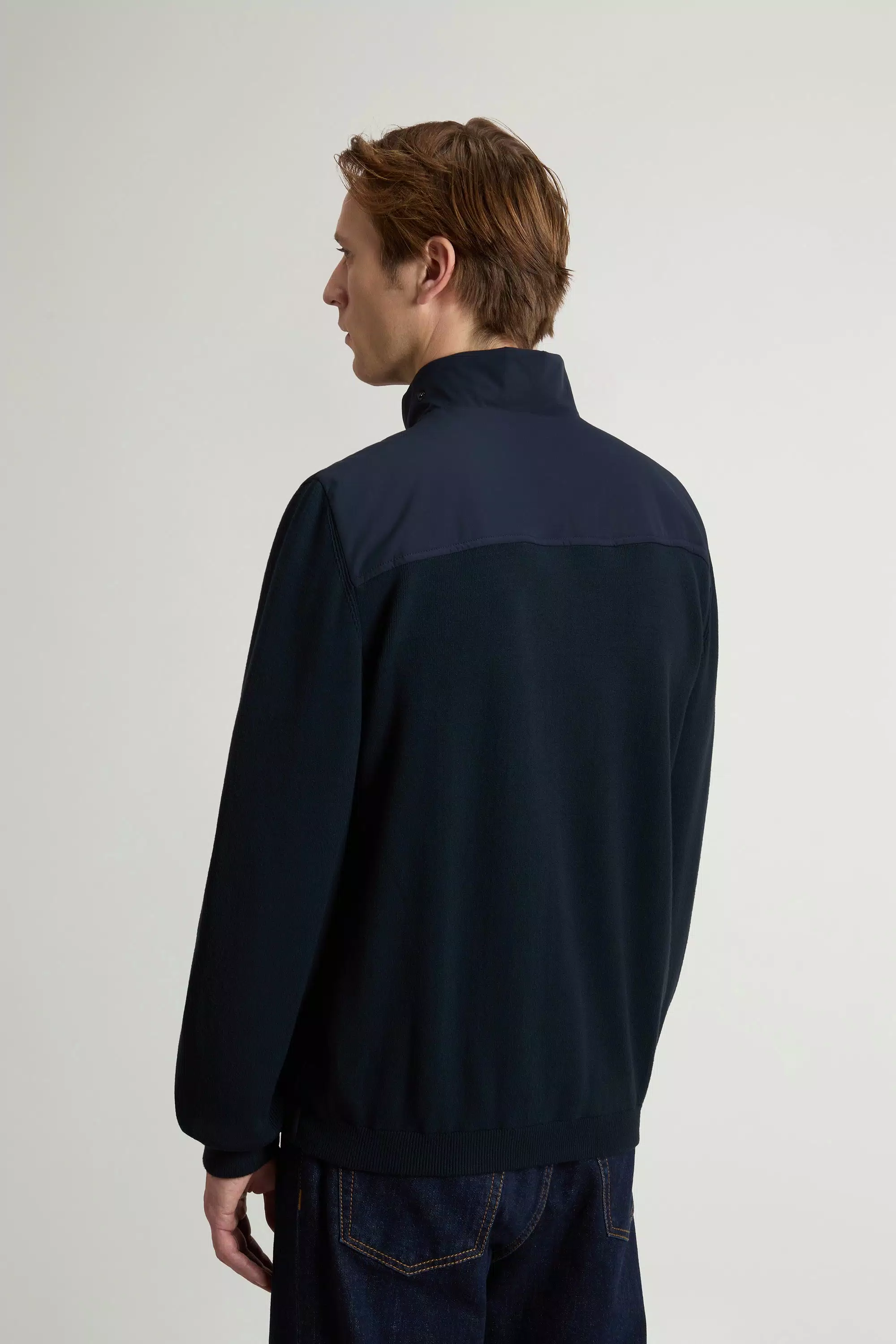 Hybrid Jacket in Two-Layered Fabric - Melton Blue