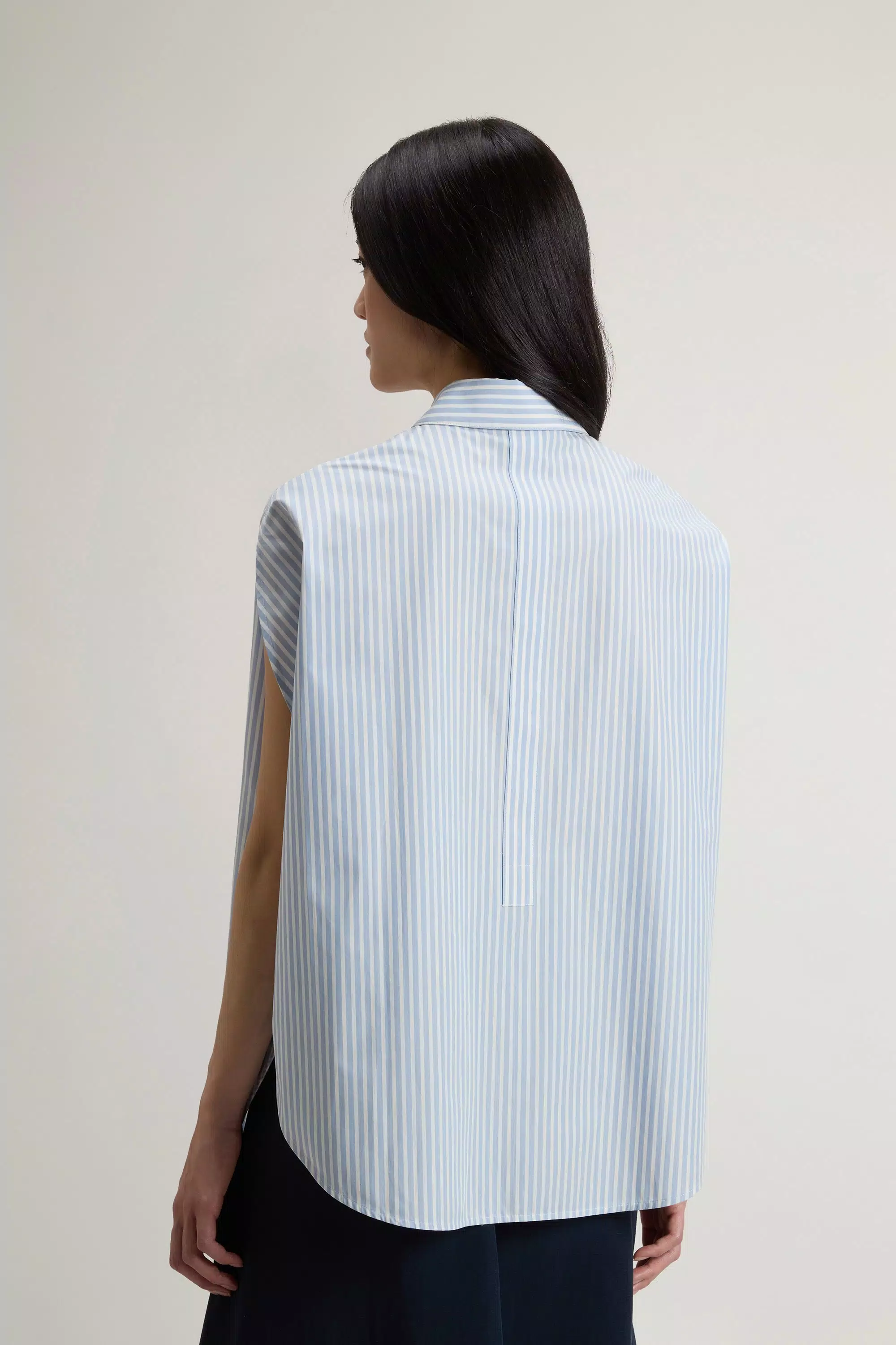 Blouse in Striped Pure Cotton Poplin - Stripe Blue Whiff