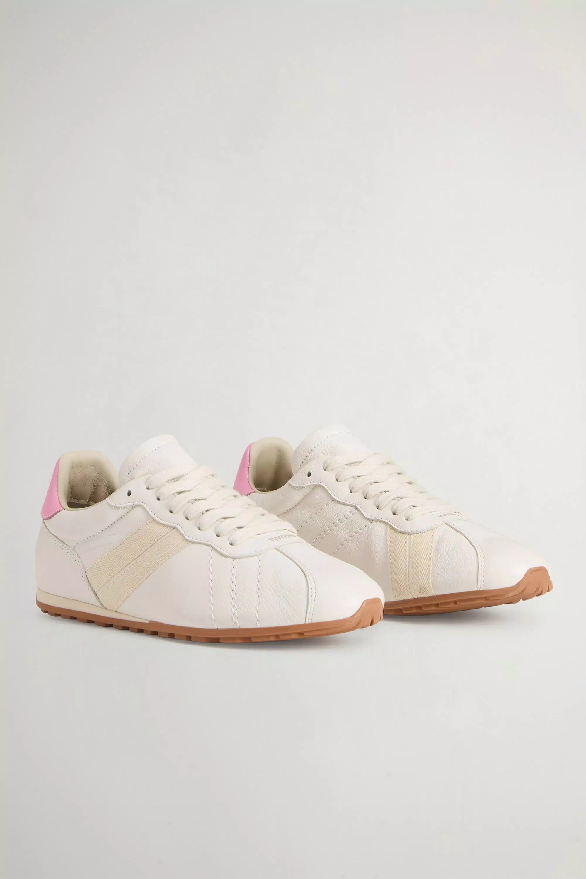 Flat Sneakers in Calfskin with Side Bands - Off White