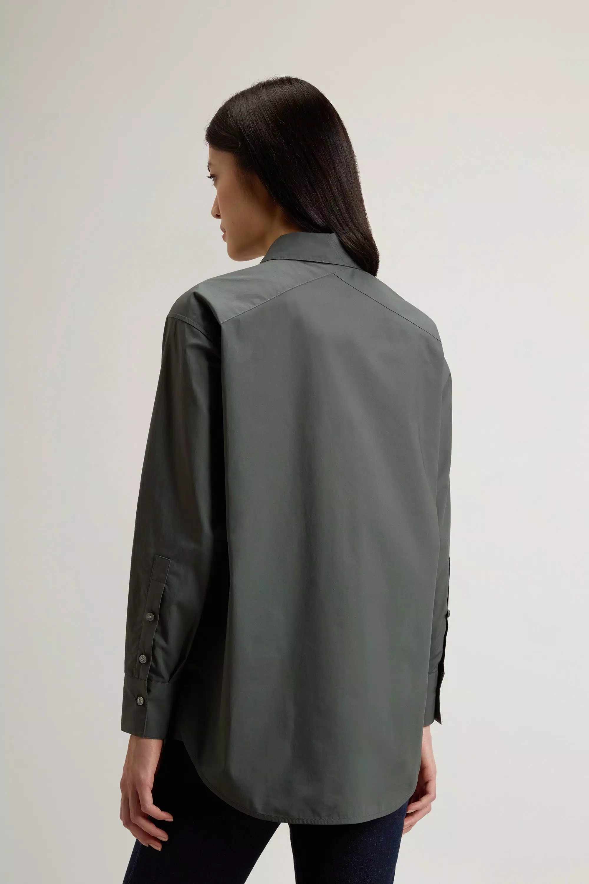 Boyfriend Shirt in Pure Cotton Poplin - Forest Veil