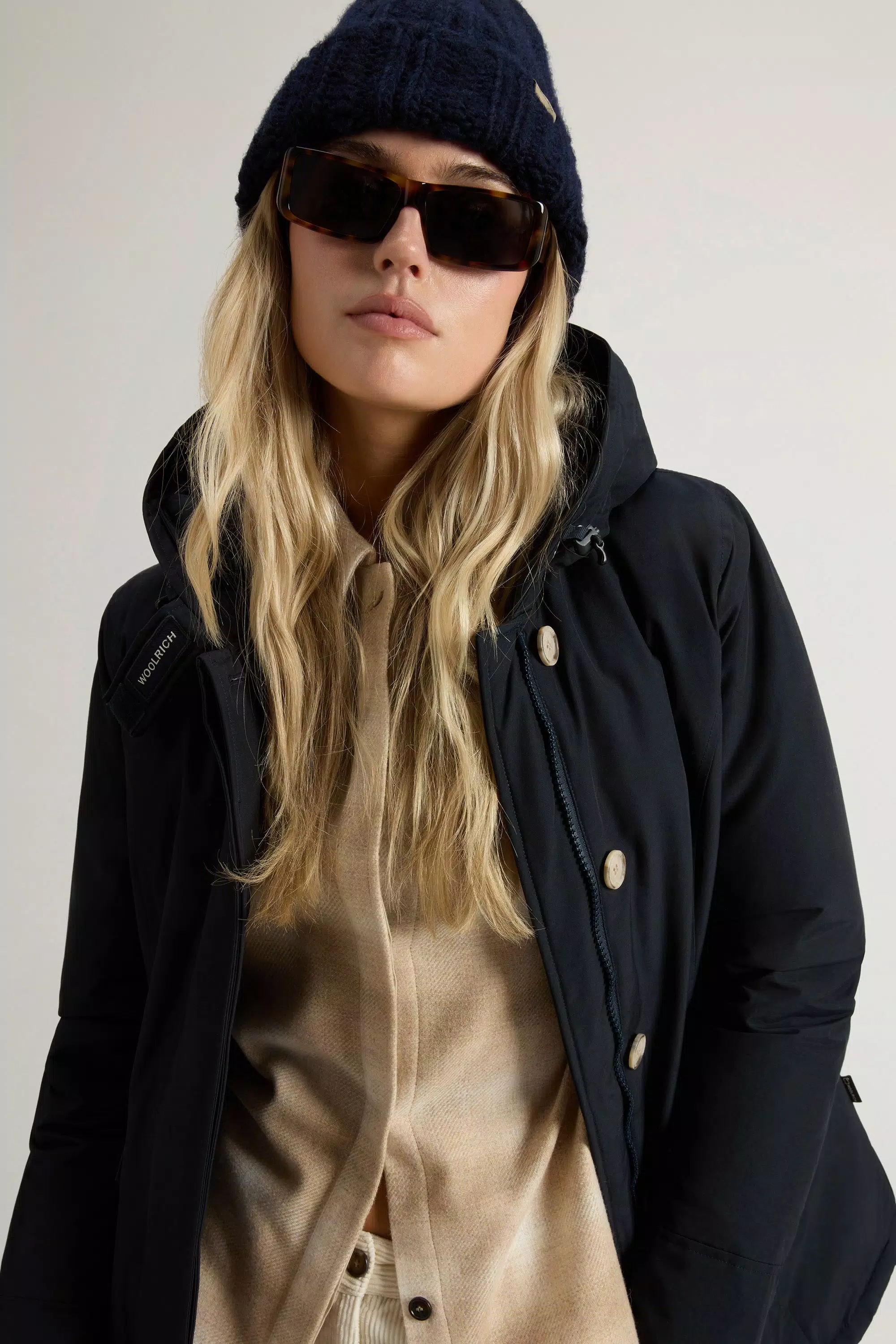Arctic Parka in Ramar Cloth with Detachable Fur Trim - Dark Navy