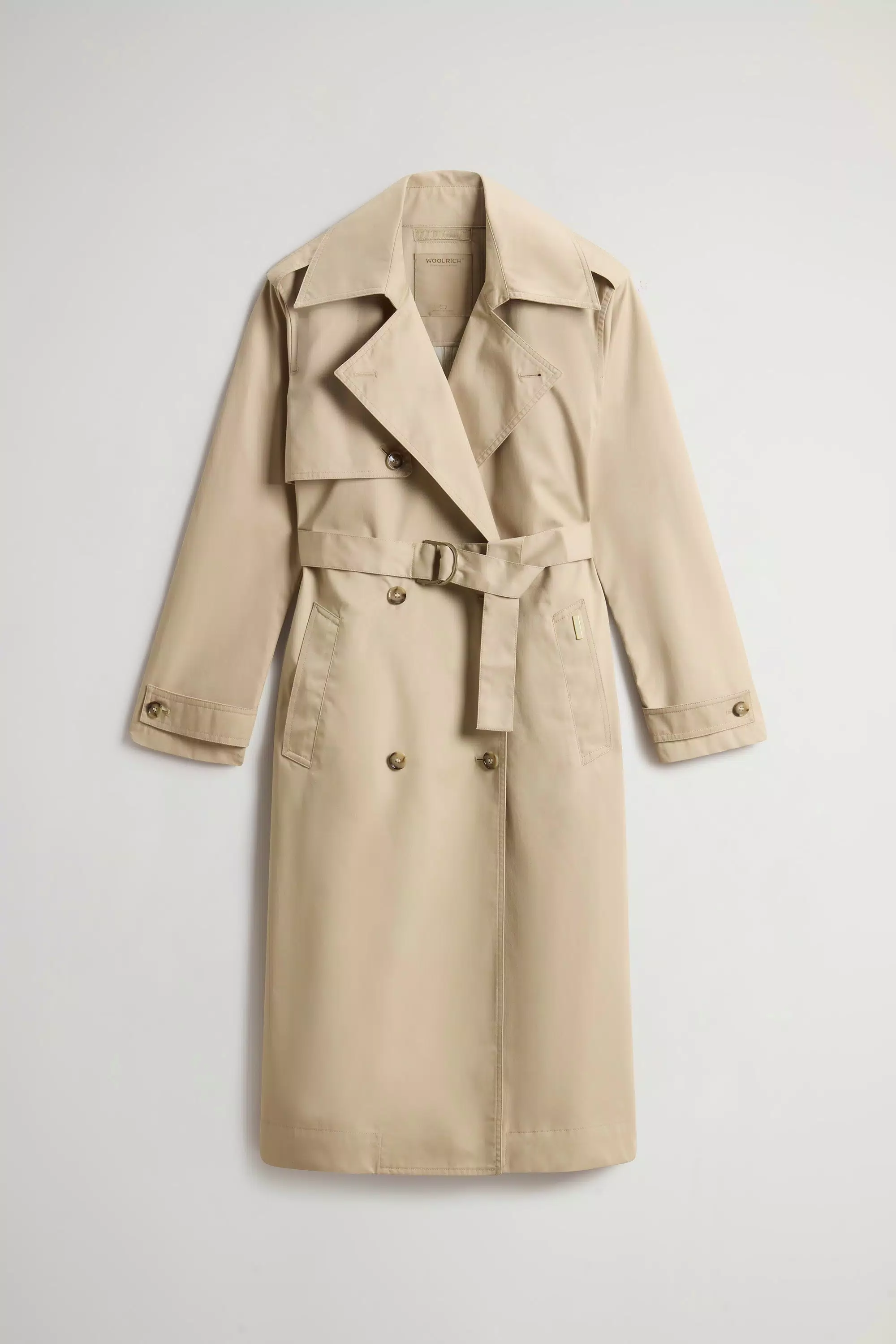 Double-breasted Trench Coat in Pure Cotton - White Pepper