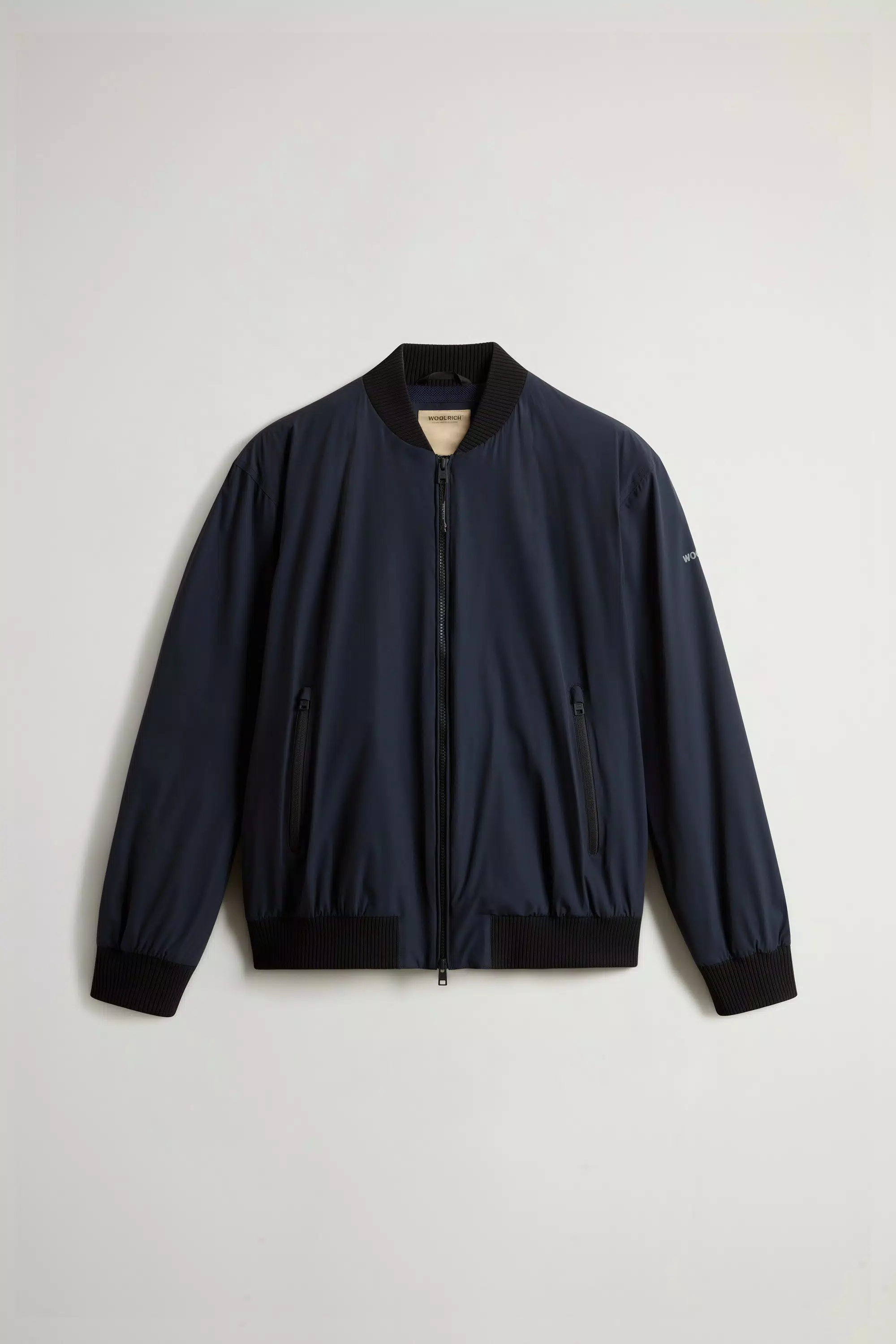 Bomber Jacket in Matte-Finish Stretch Nylon - Melton Blue