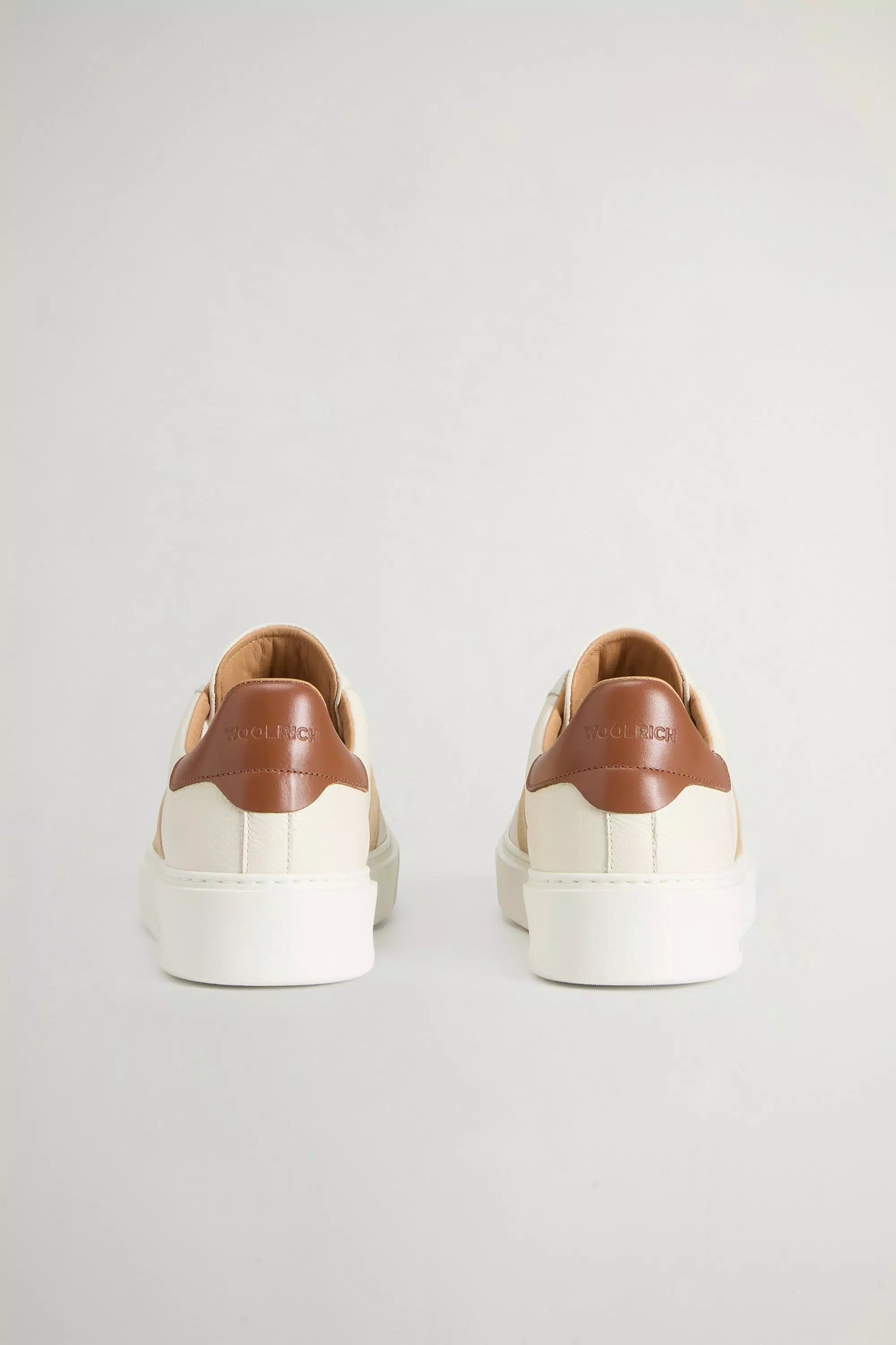 Classic Court Calfskin Sneakers with Suede Details - Off White Beige