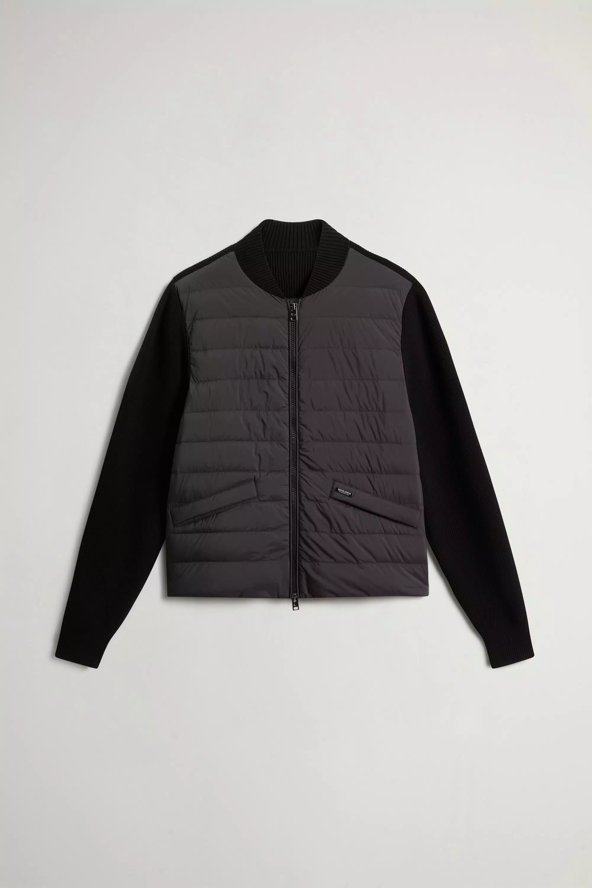 Hybrid Bomber Jacket in Nylon - Faded Black