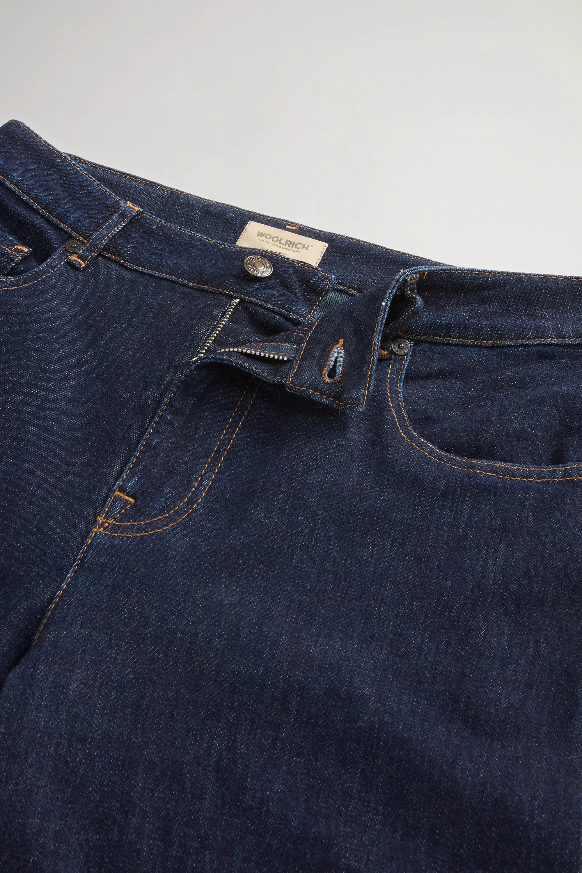 Wide-Leg Five-Pocket Jeans in Stretch Cotton Denim - Rinse Washed