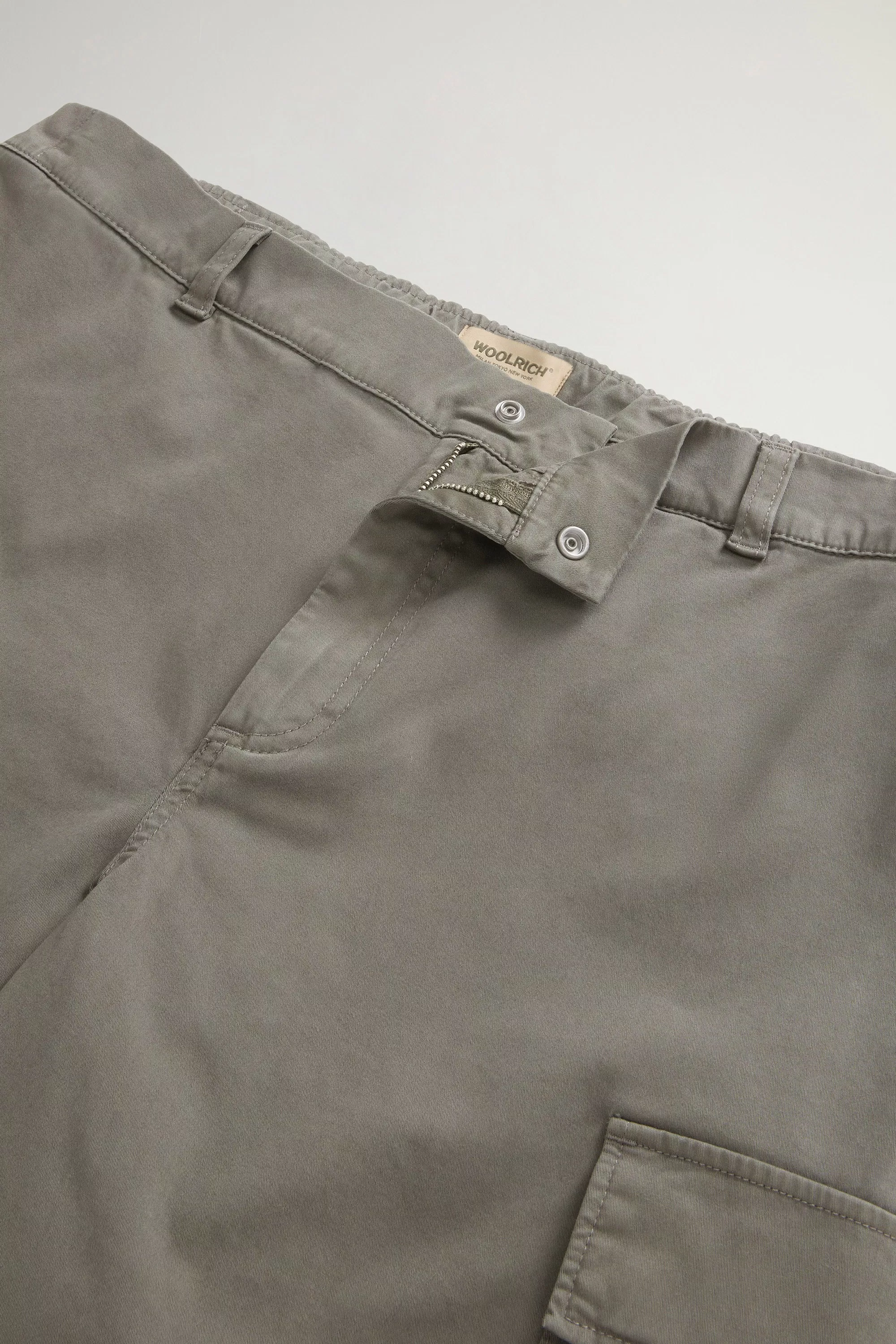 Garment-Dyed Cargo Shorts in Cotton Twill - Smokey Olive