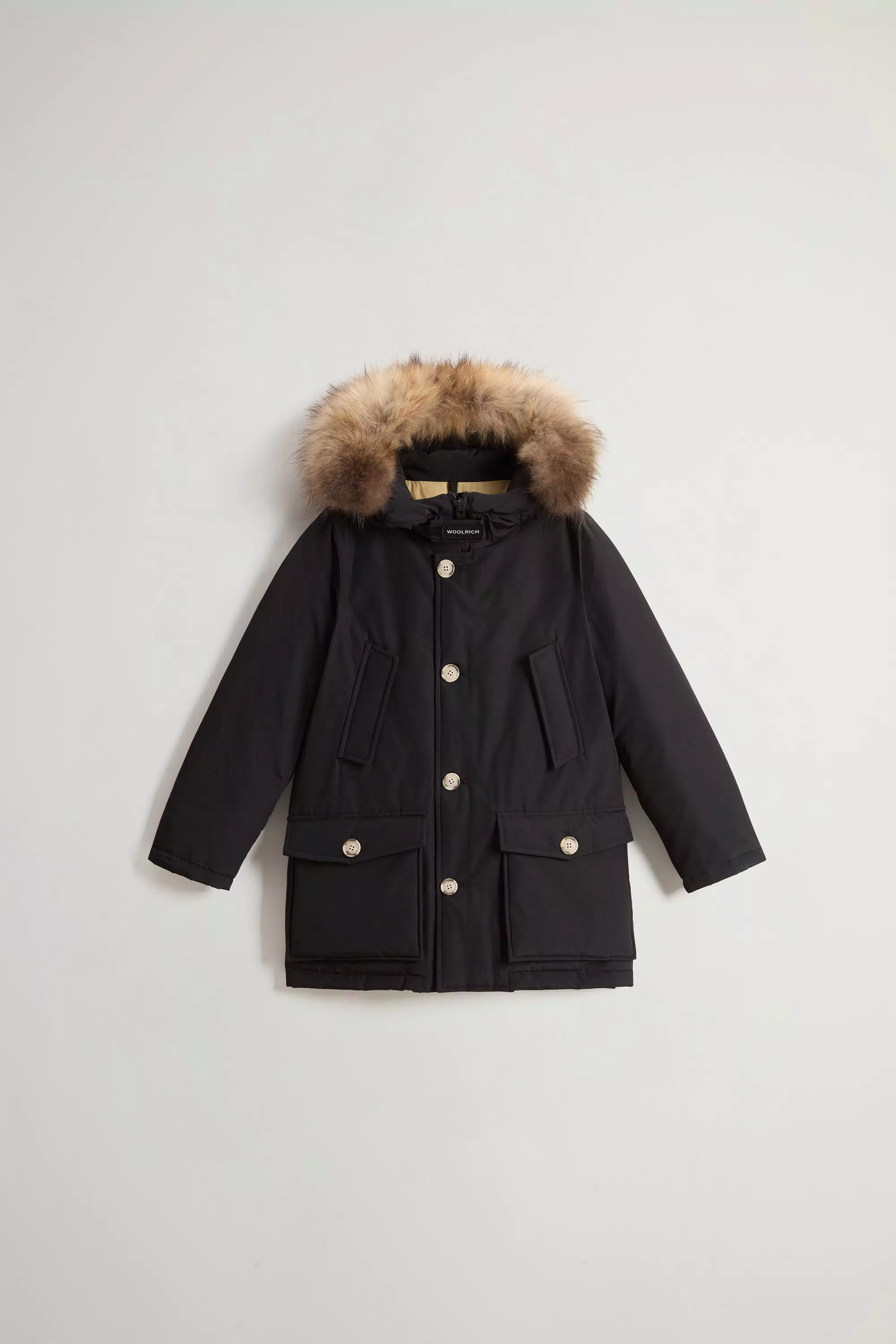 Boy's Arctic Parka in Ramar Cloth with Detachable Fur - Black