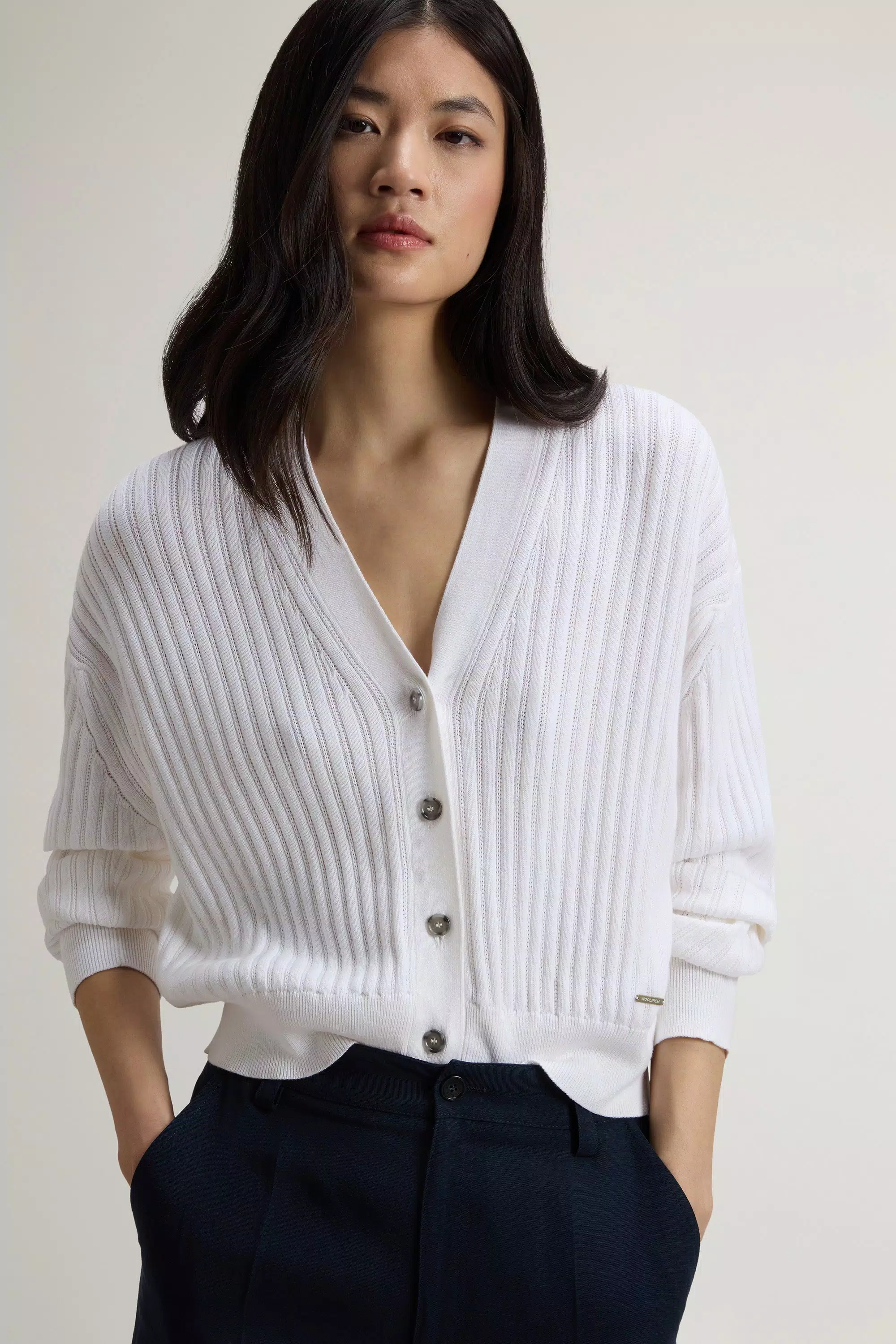 Cardigan in Pure Cotton - Arctic White