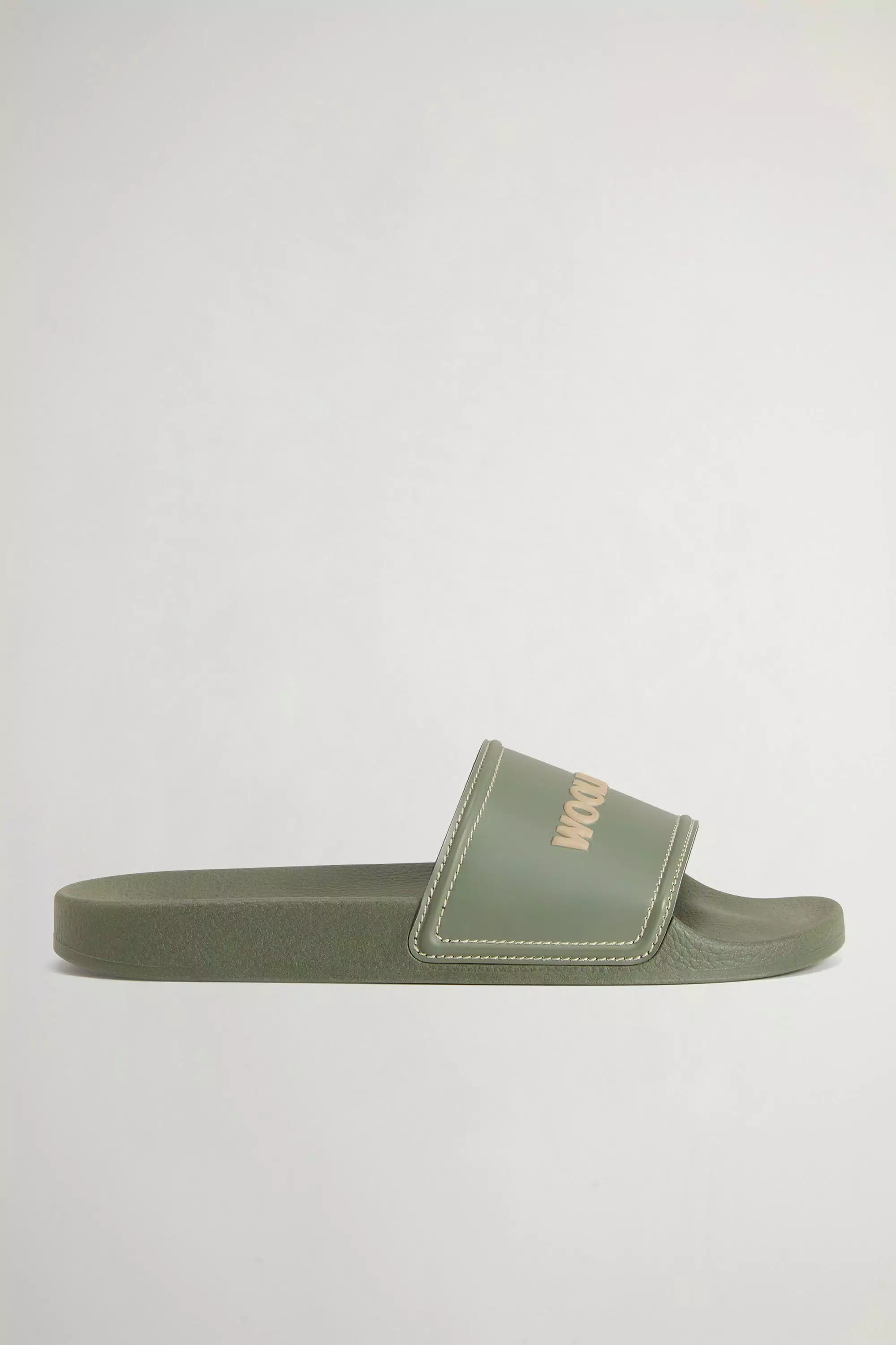 Slide Sandals with Logo - Olive