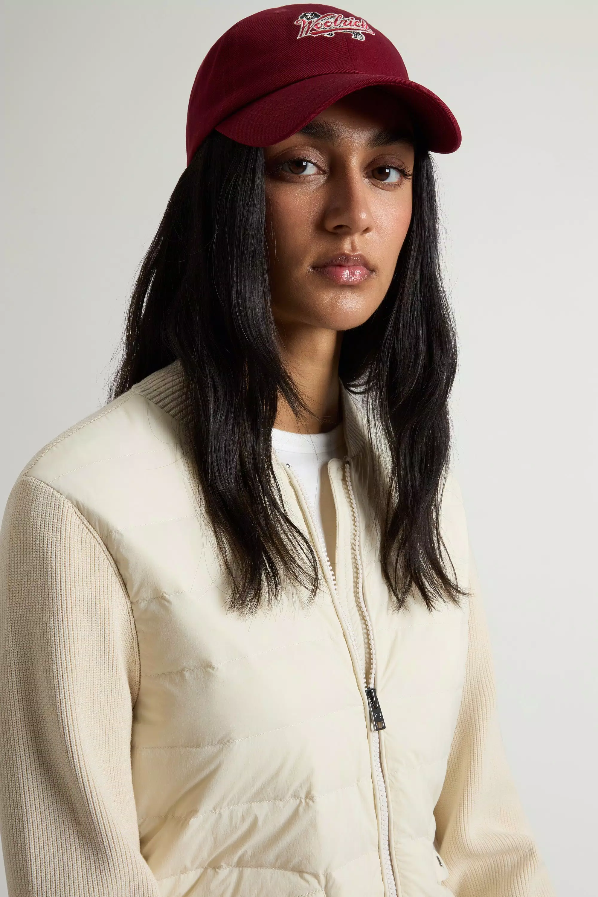 Hybrid Bomber Jacket in Nylon - Milky Cream
