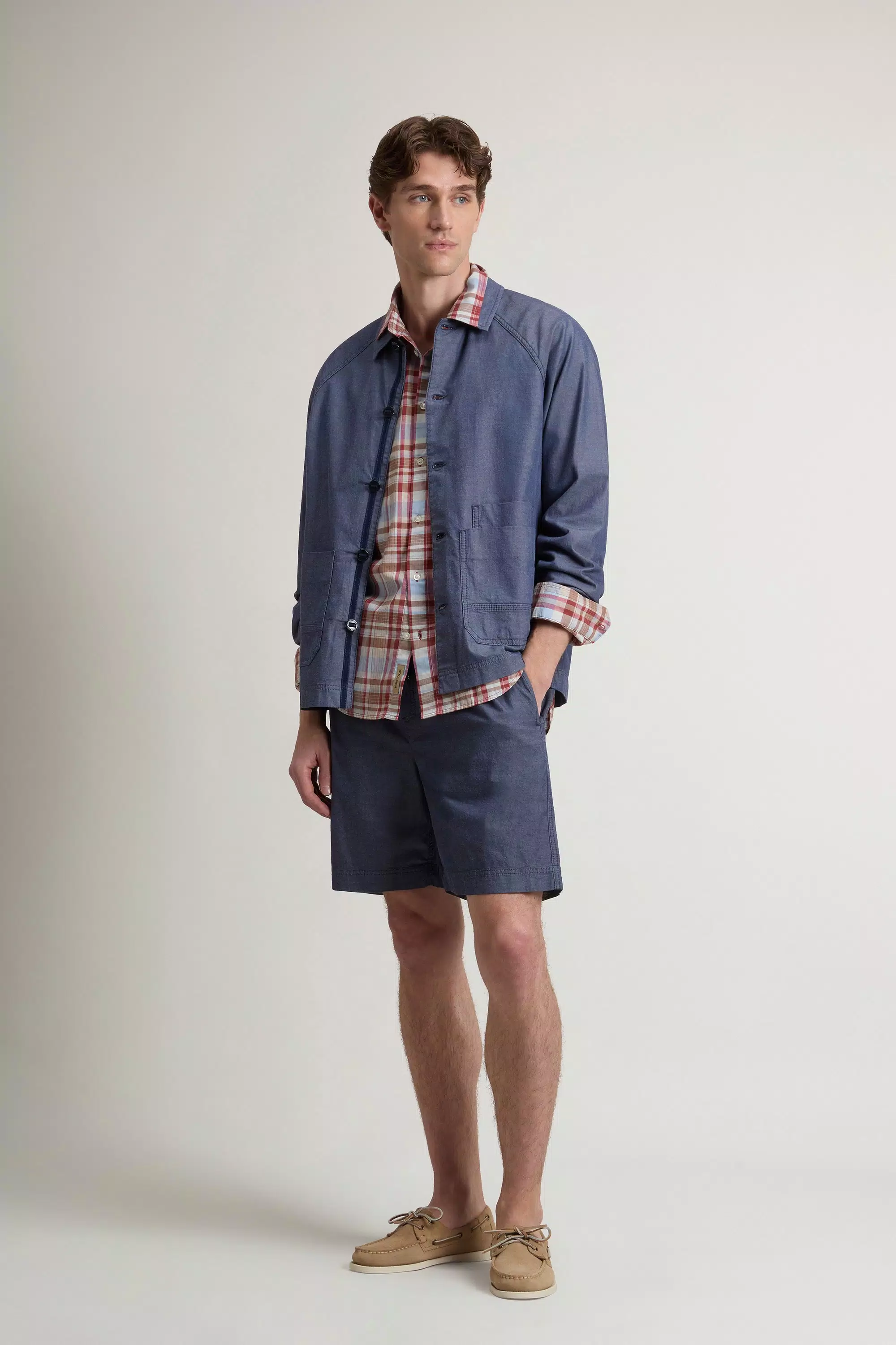 Overshirt in Stretch Cotton Denim - Medium Indigo