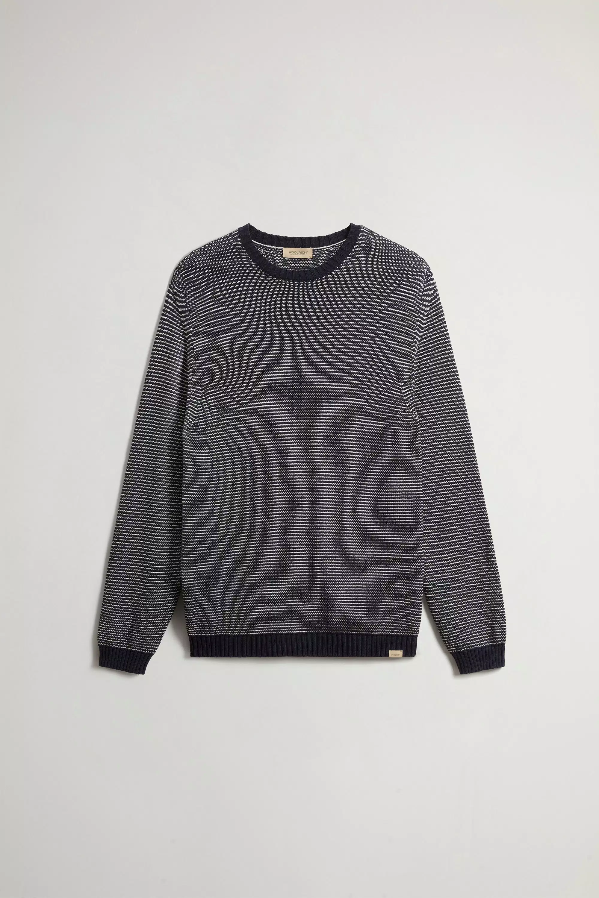 Striped Crewneck Sweater in Cotton Blend - Blue Stripe