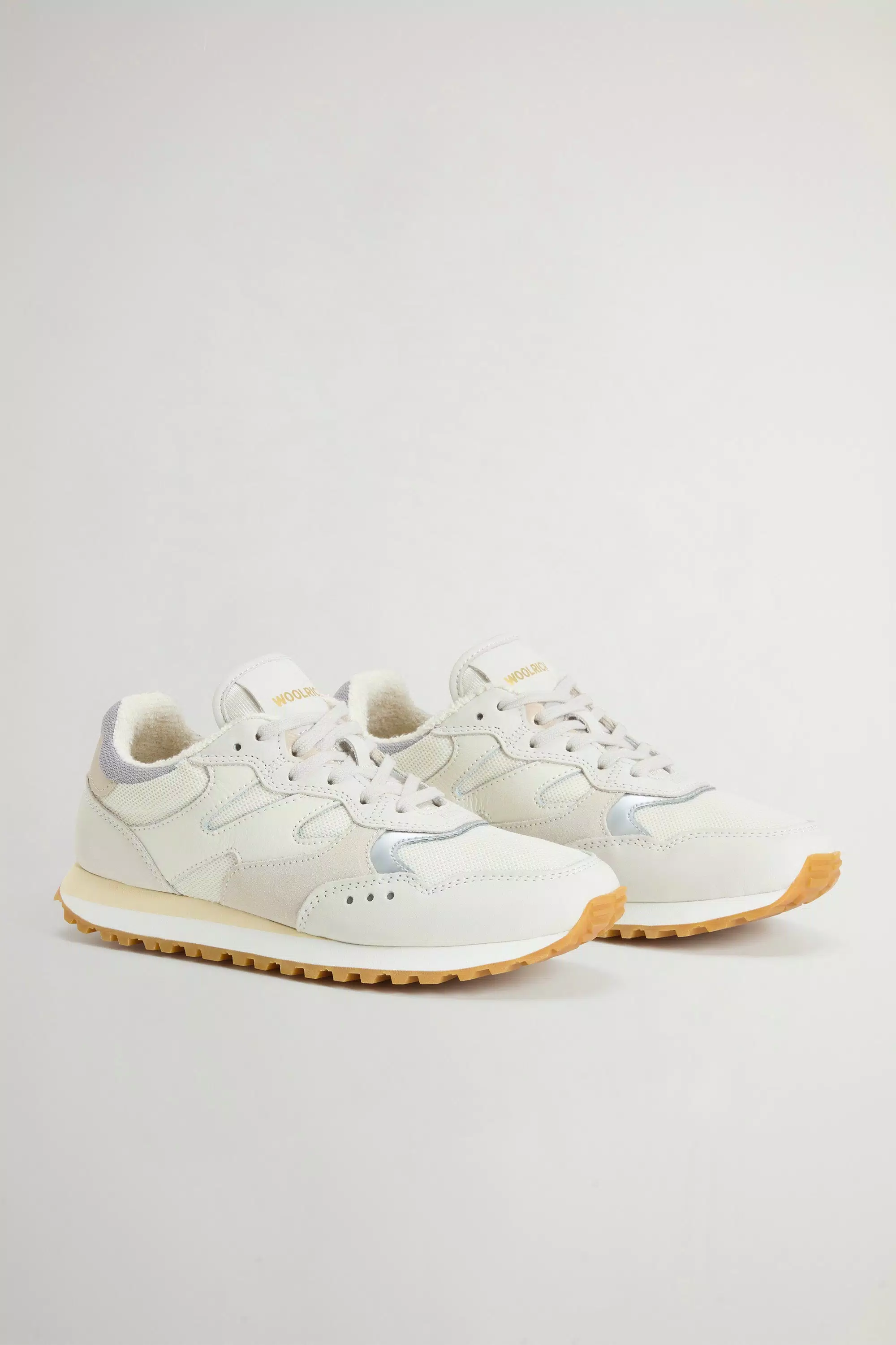 Gravel Sneakers in Nylon with Leather and Suede Inserts - Whipped Cream Whipped Cream