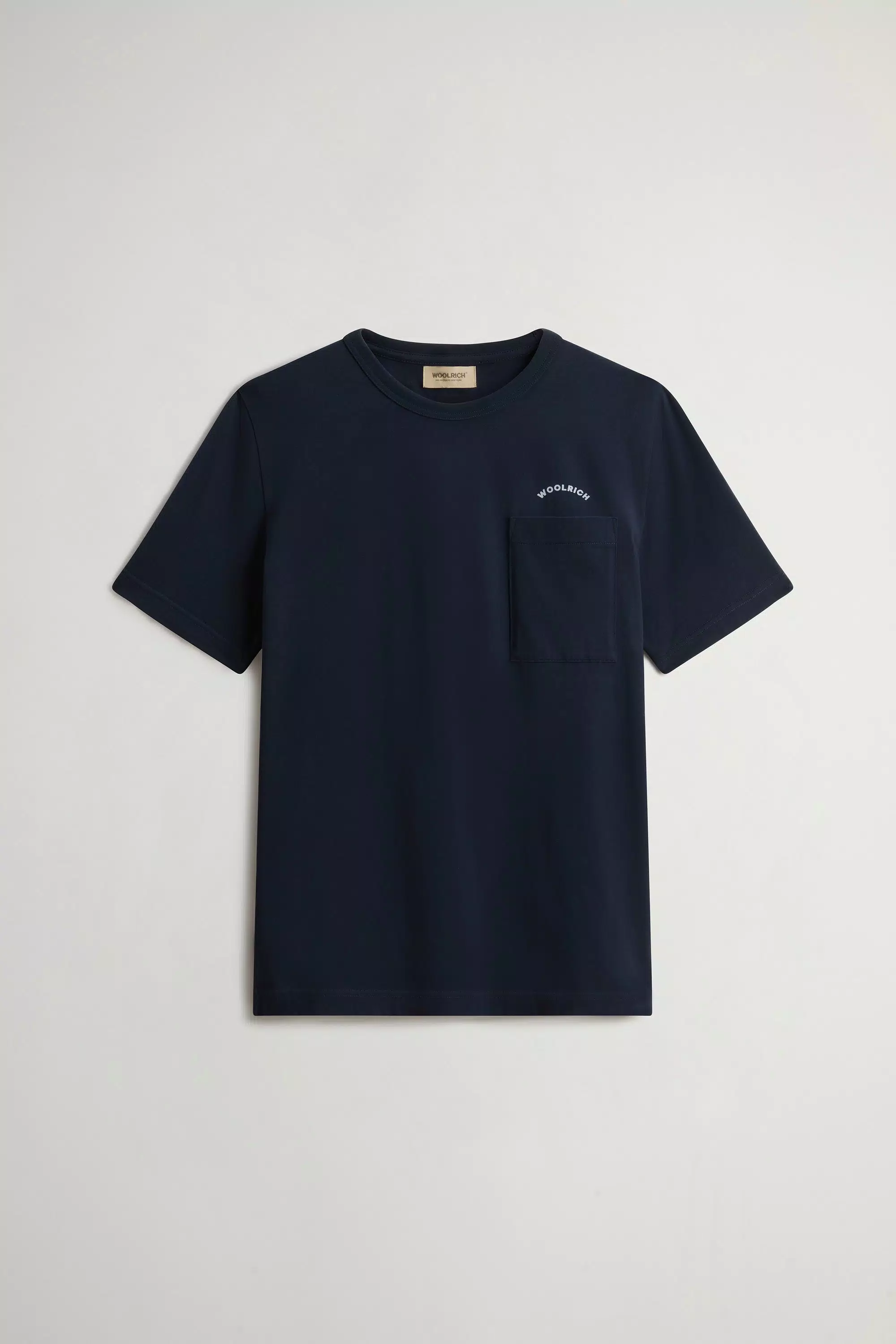 T-Shirt in Pure Cotton with Small Pocket - Melton Blue