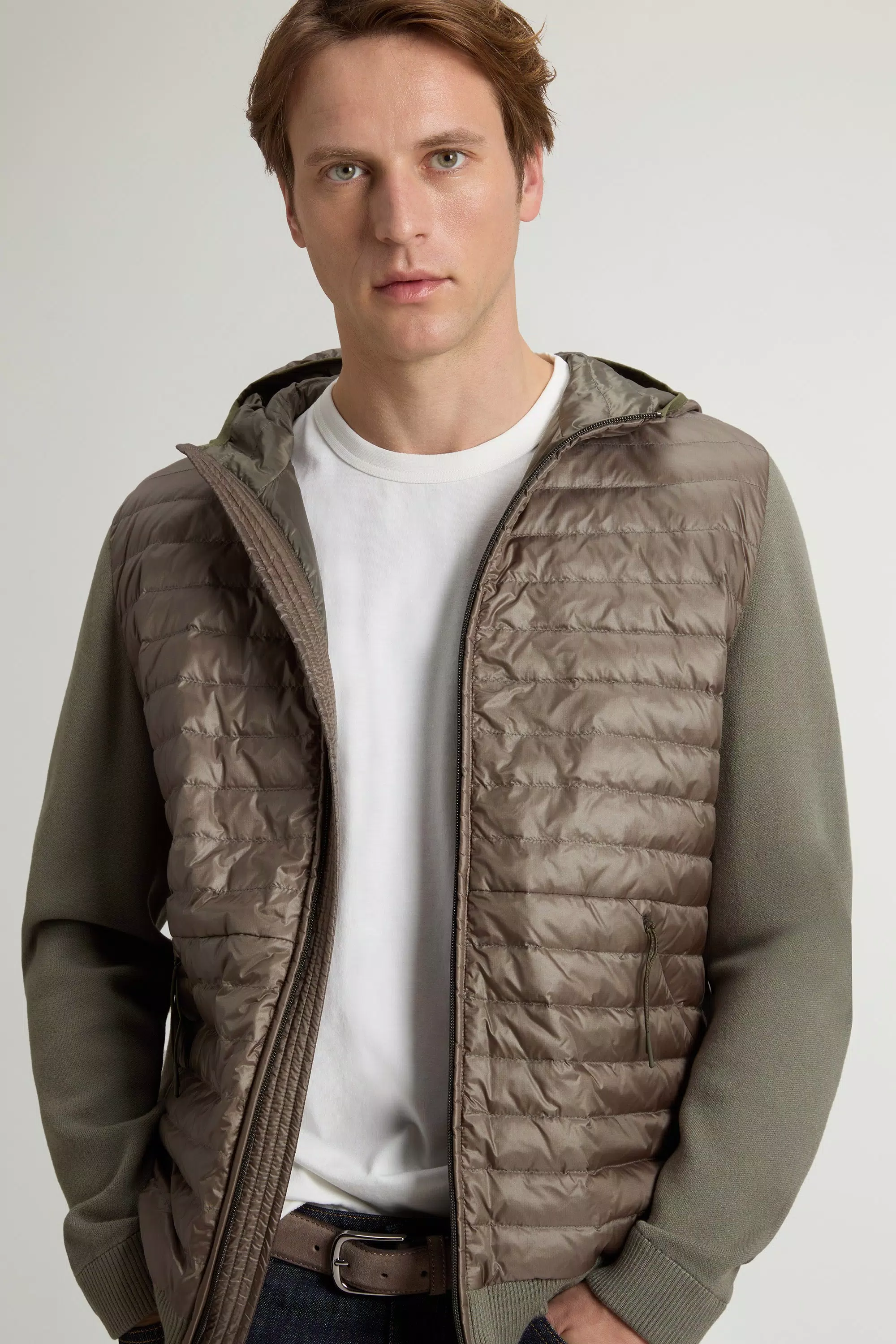 Allen Hybrid Jacket in Ripstop Nylon - Smokey Olive