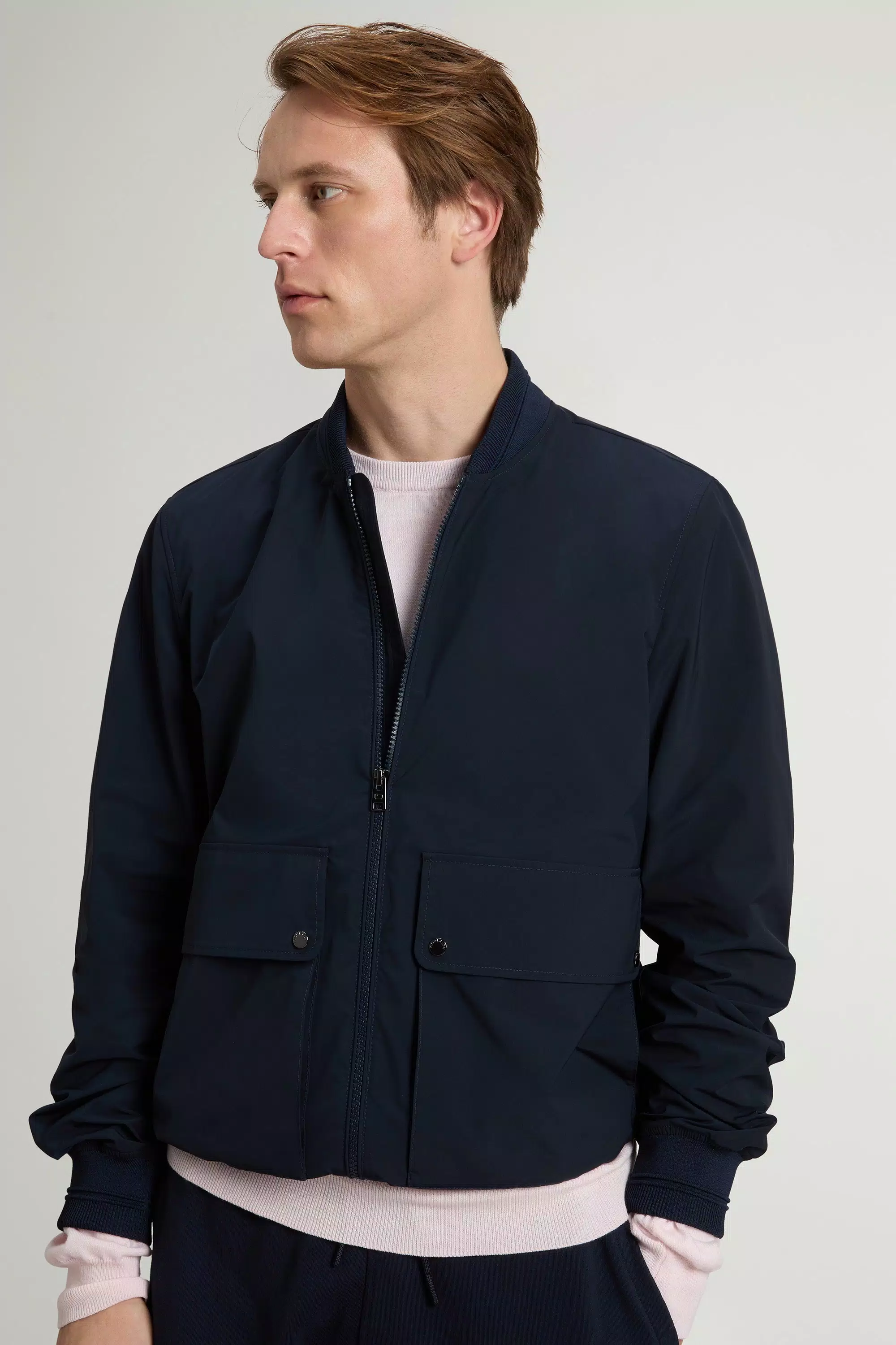 Wesley Bomber Jacket in Urban Touch - Melton Blue
