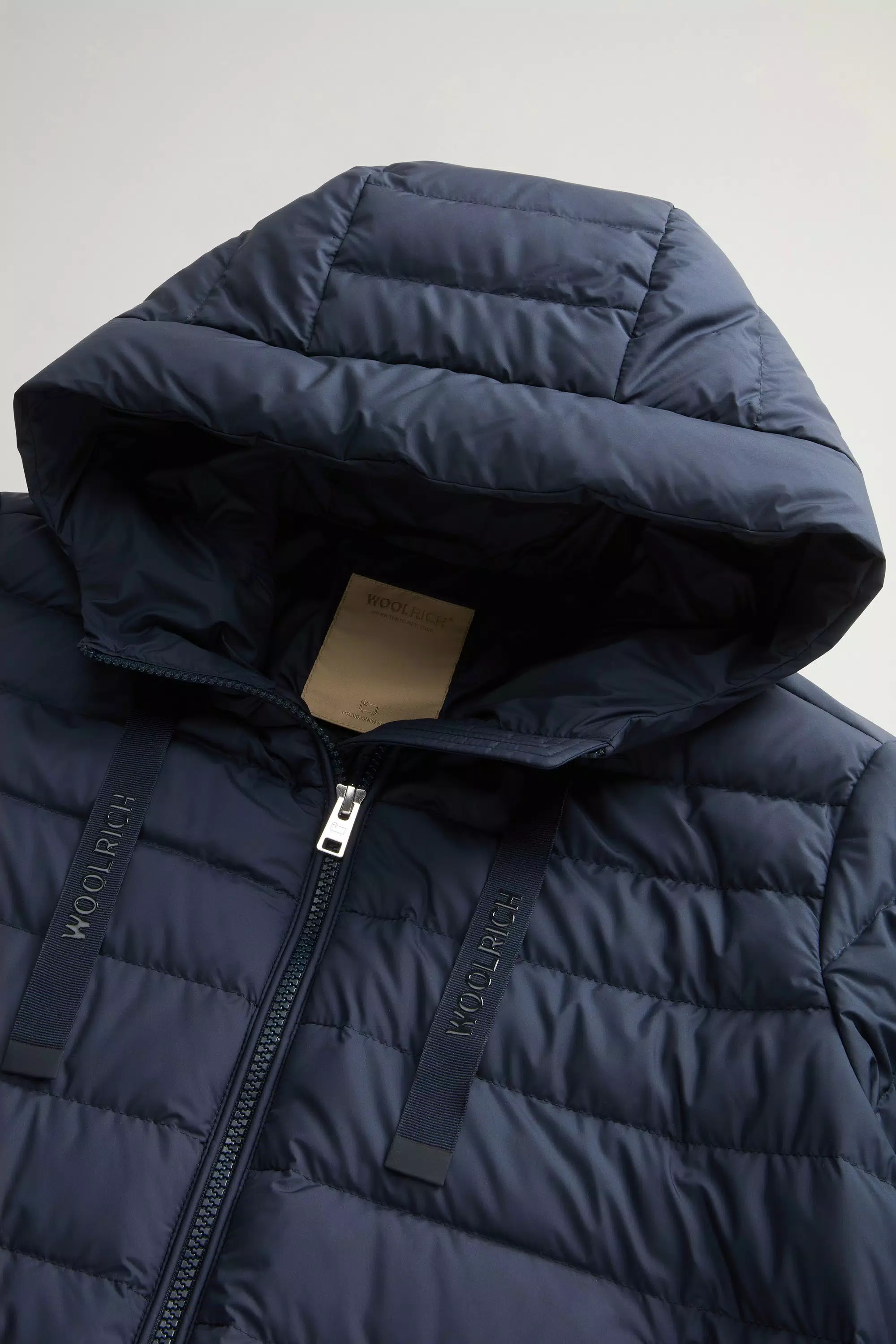 Lightweight Hooded Down Jacket in Microfiber - Melton Blue