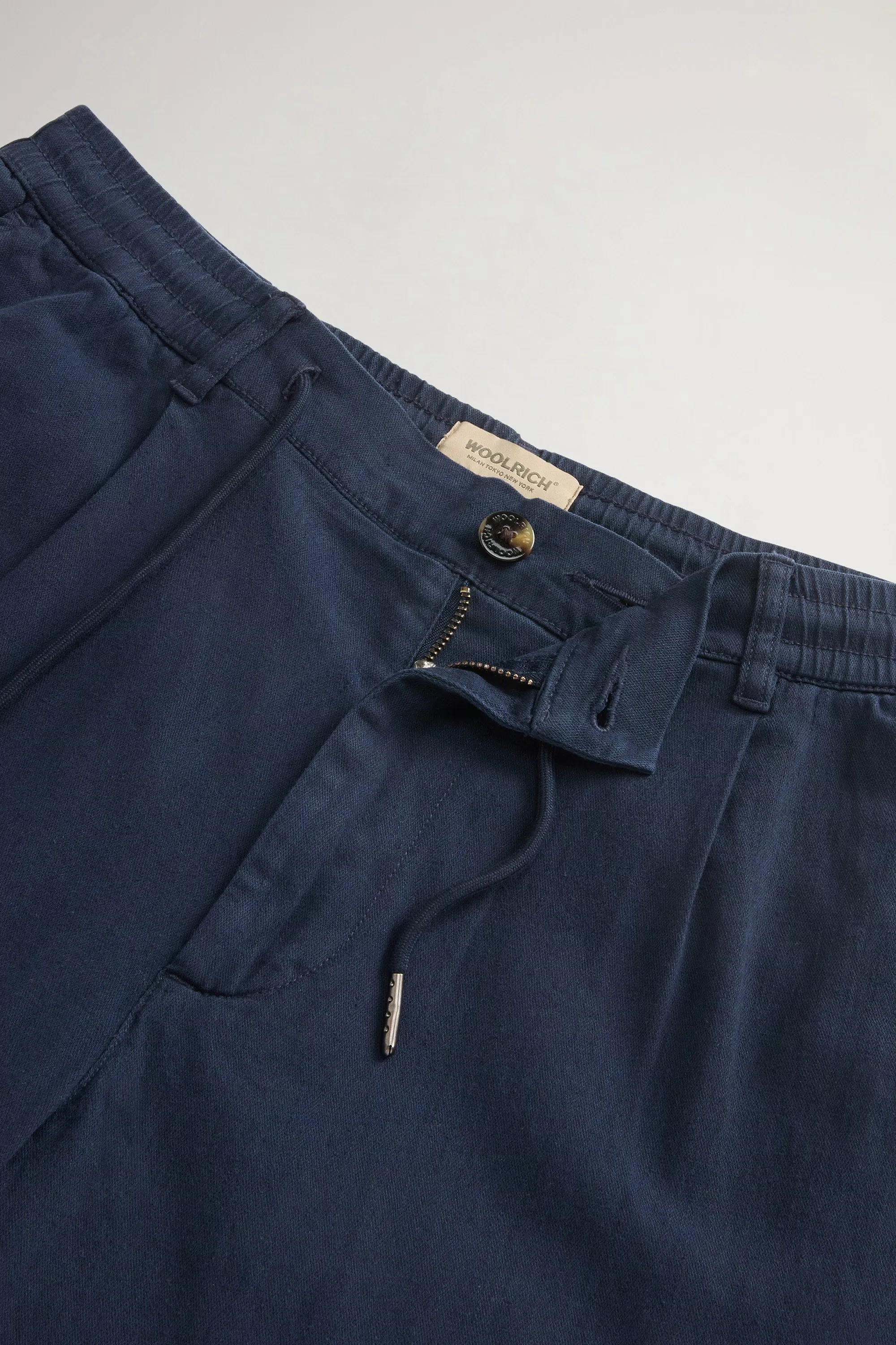 Garment-Dyed Milton Pants in Cotton and Linen Blend - Melton Blue