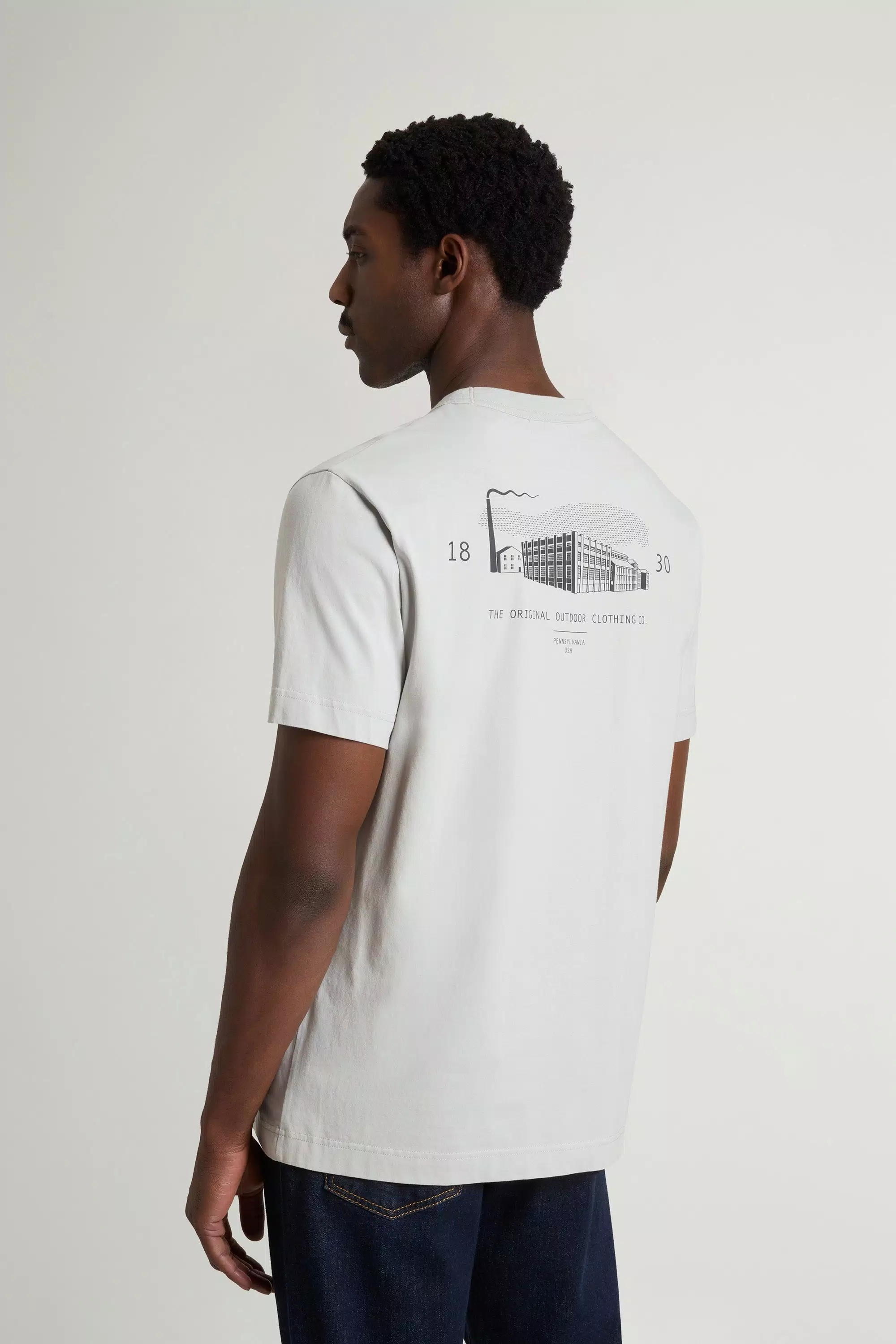 T-Shirt in Pure Cotton with Small Pocket - Harbor Mist