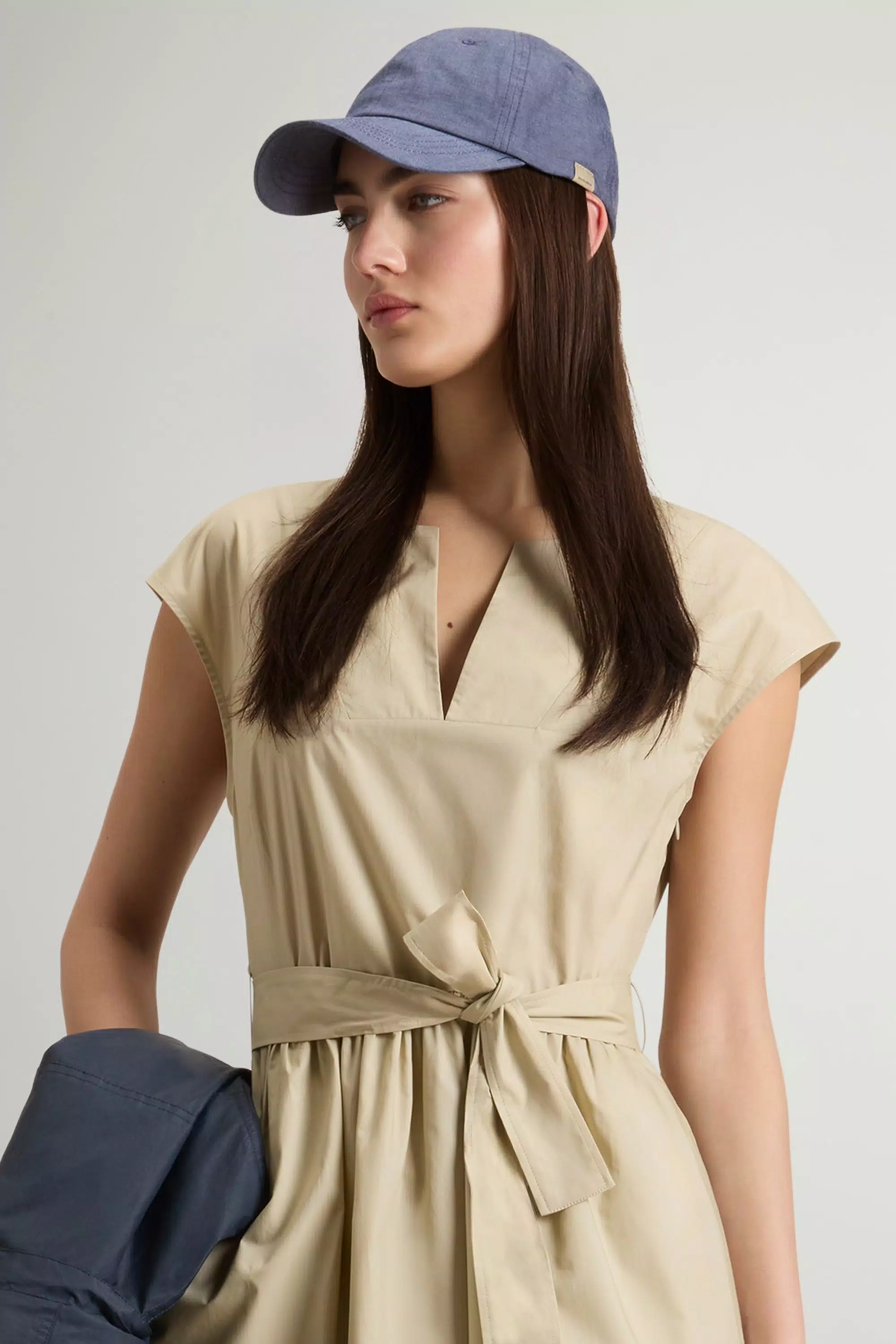 Pure Cotton Poplin Dress with Belt - White Pepper
