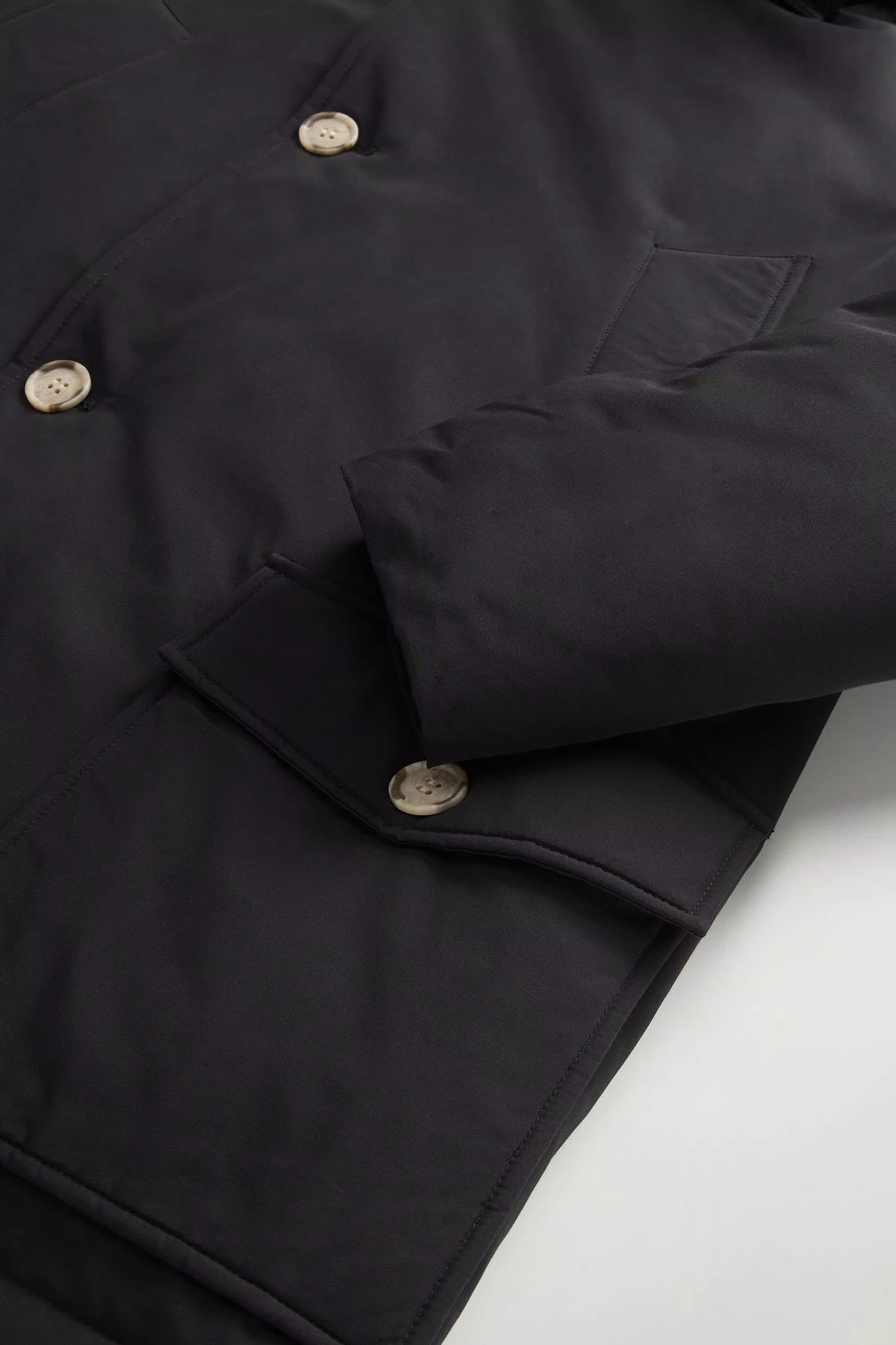 Arctic Anorak in Ramar Cloth with Detachable Fur - Black