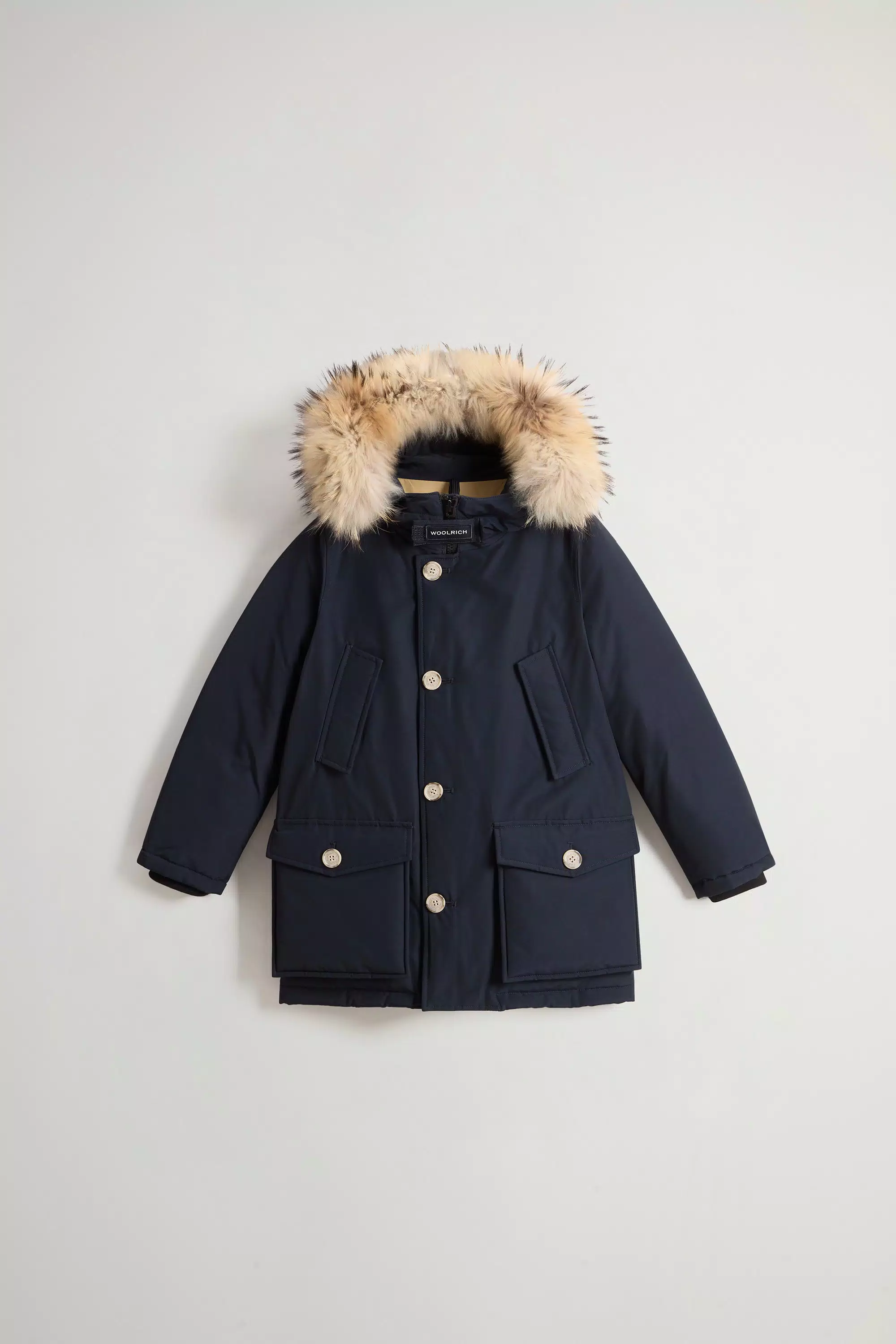 Boy's Arctic Parka in Ramar Cloth with Detachable Fur - Melton Blue