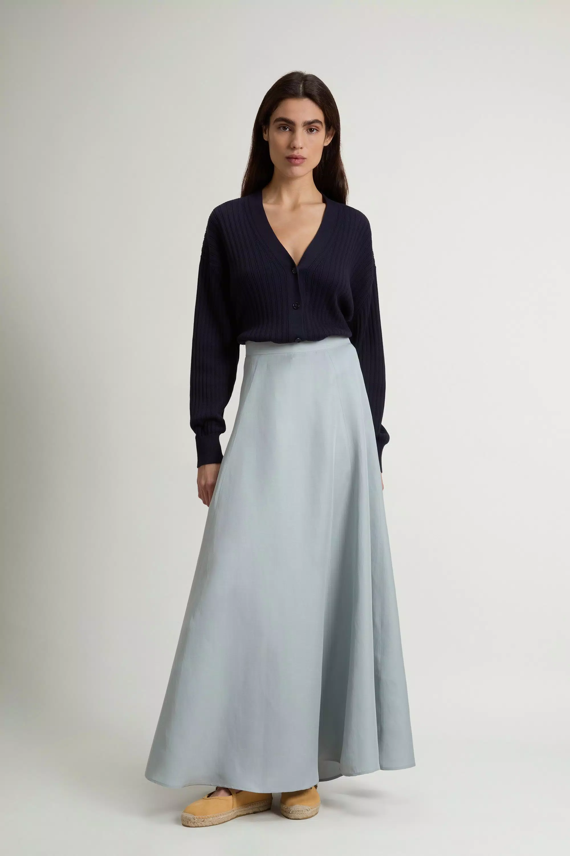 Long Skirt in Linen Blend - Alpine Tundra