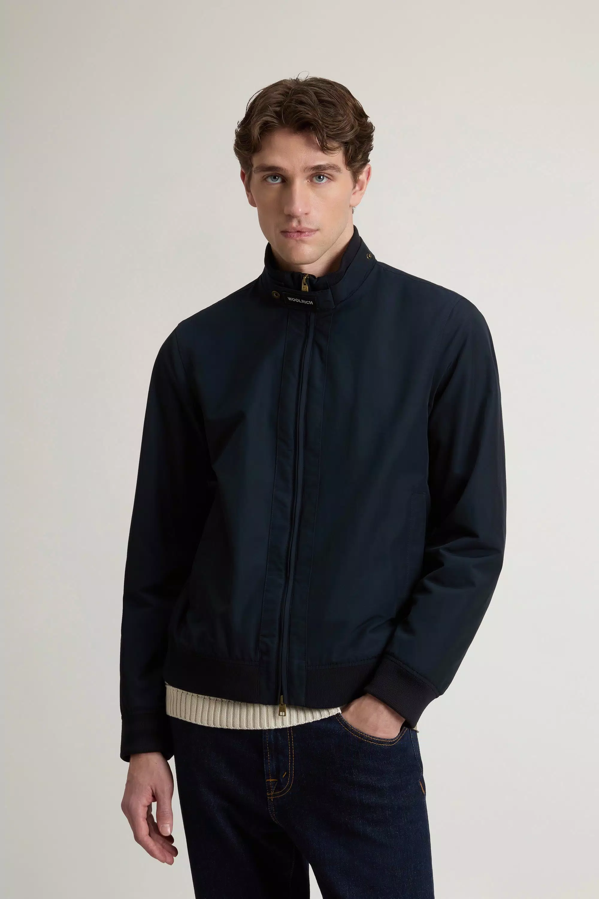 Lewis Bomber Jacket in Light Ramar - Melton Blue