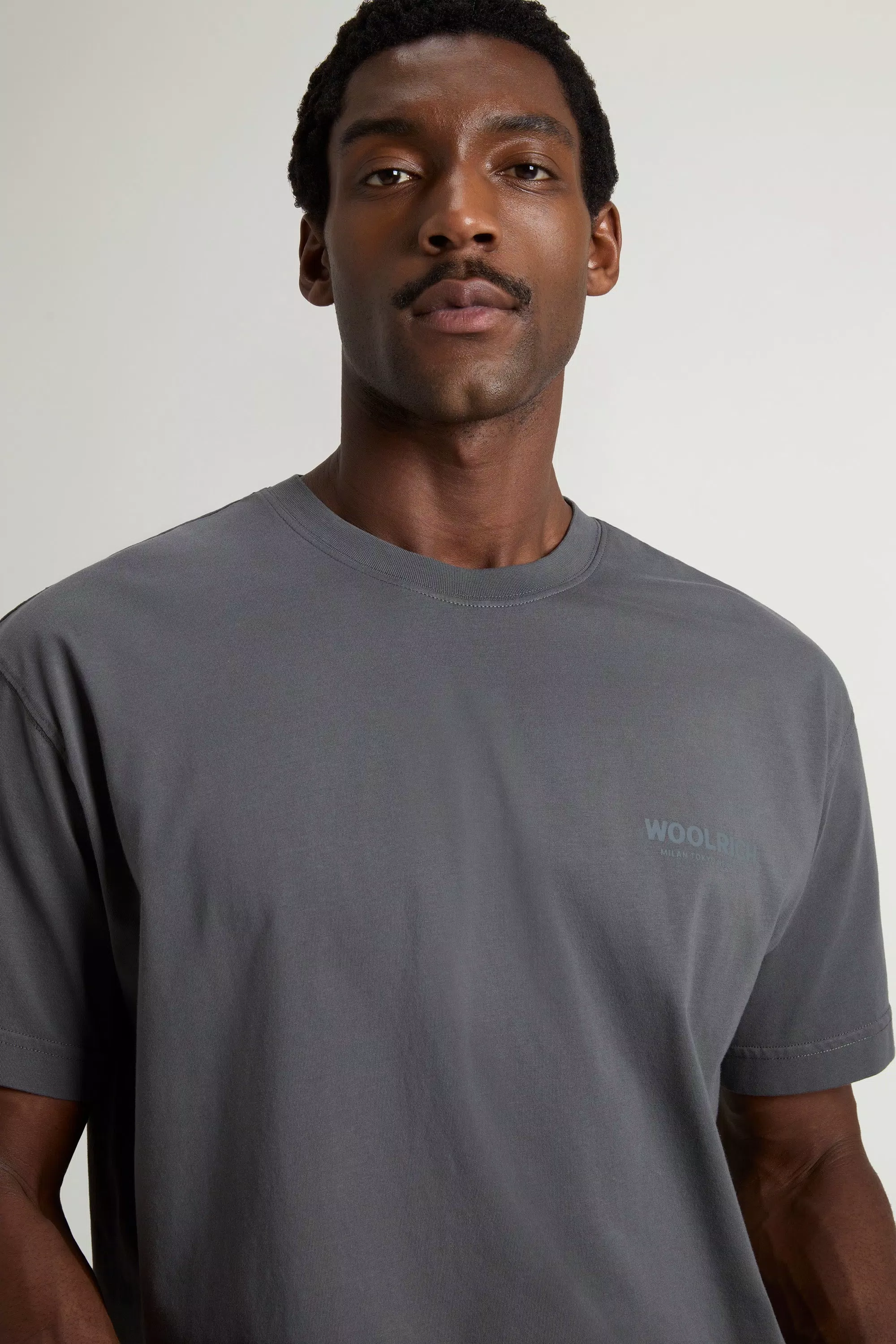 T-Shirt in Pure Cotton with Logo - Grey Shadow