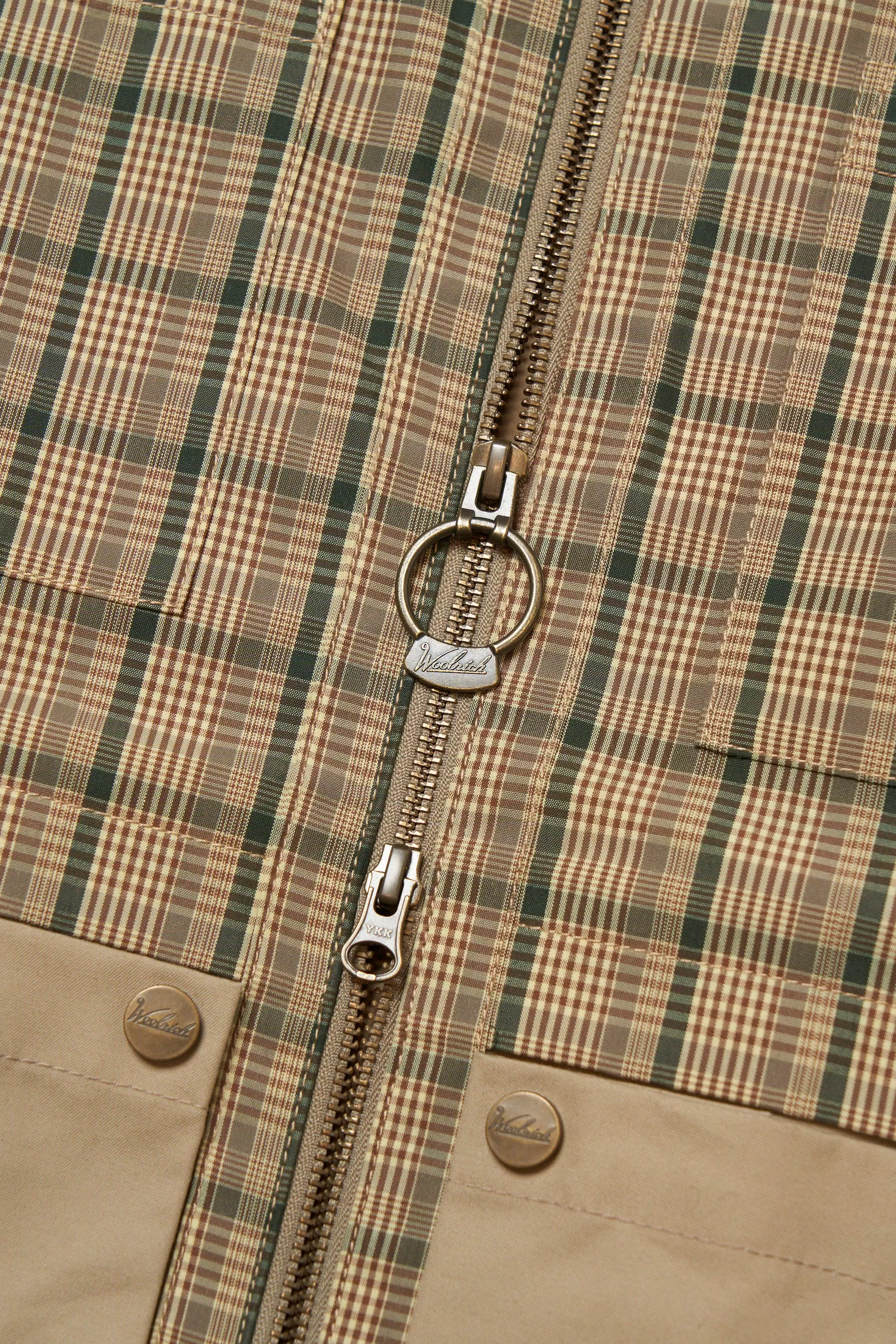 Madras Heritage Jacket in Cotton and Nylon Blend - Brown