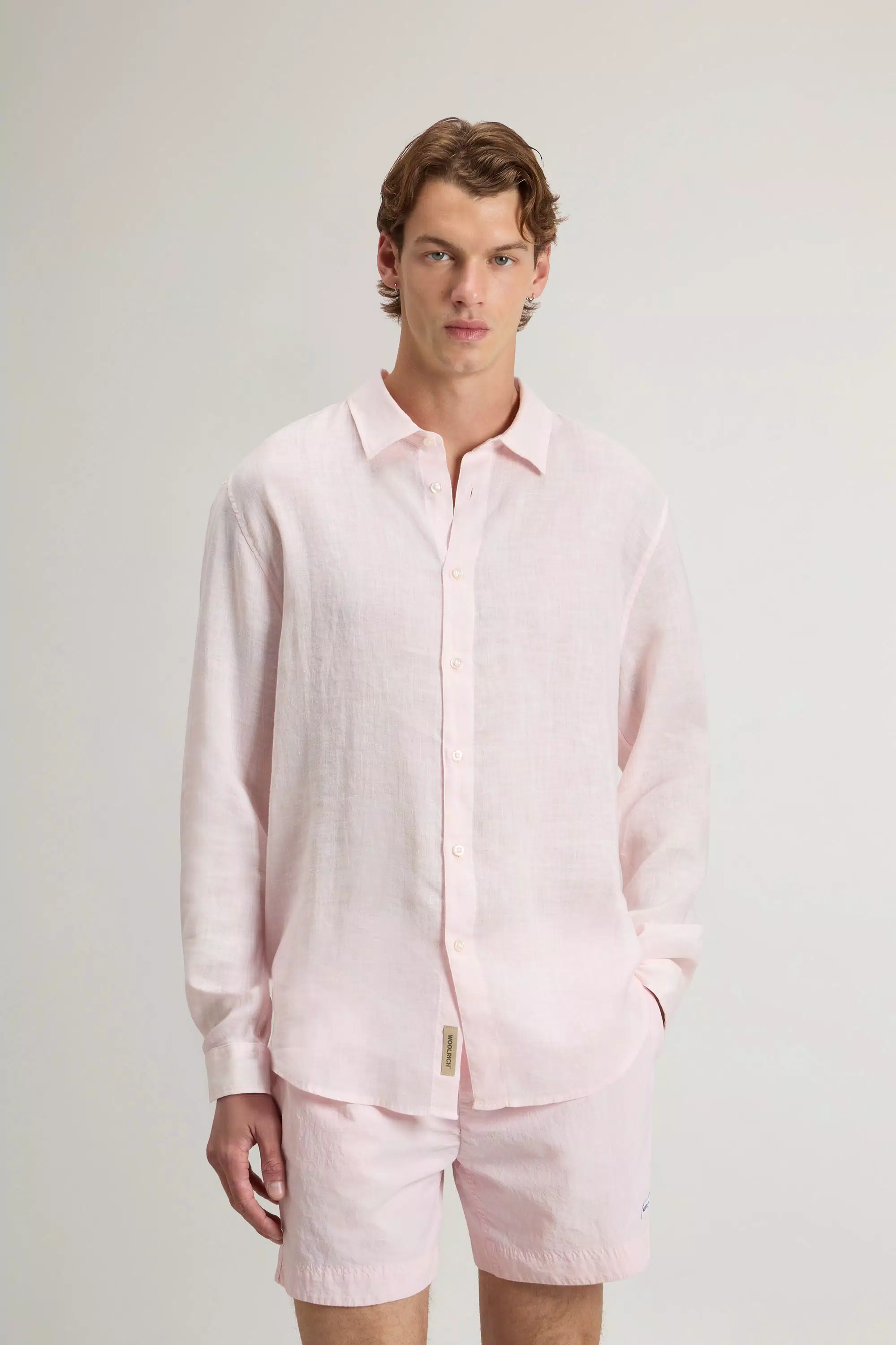 Garment-Dyed Pure Linen Shirt - Pale Lilac