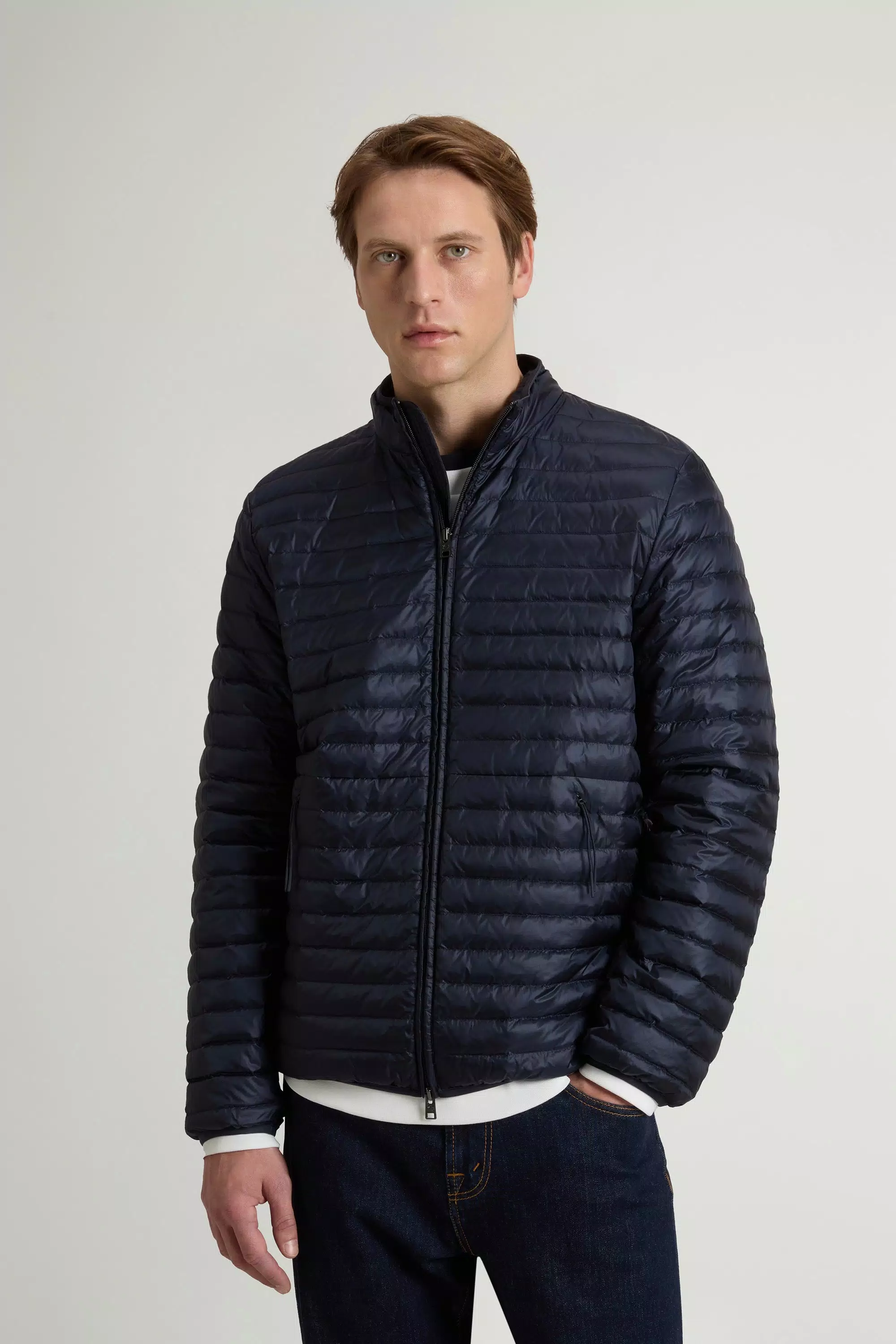 Lightweight Allen Down Jacket in Ripstop Nylon - Melton Blue