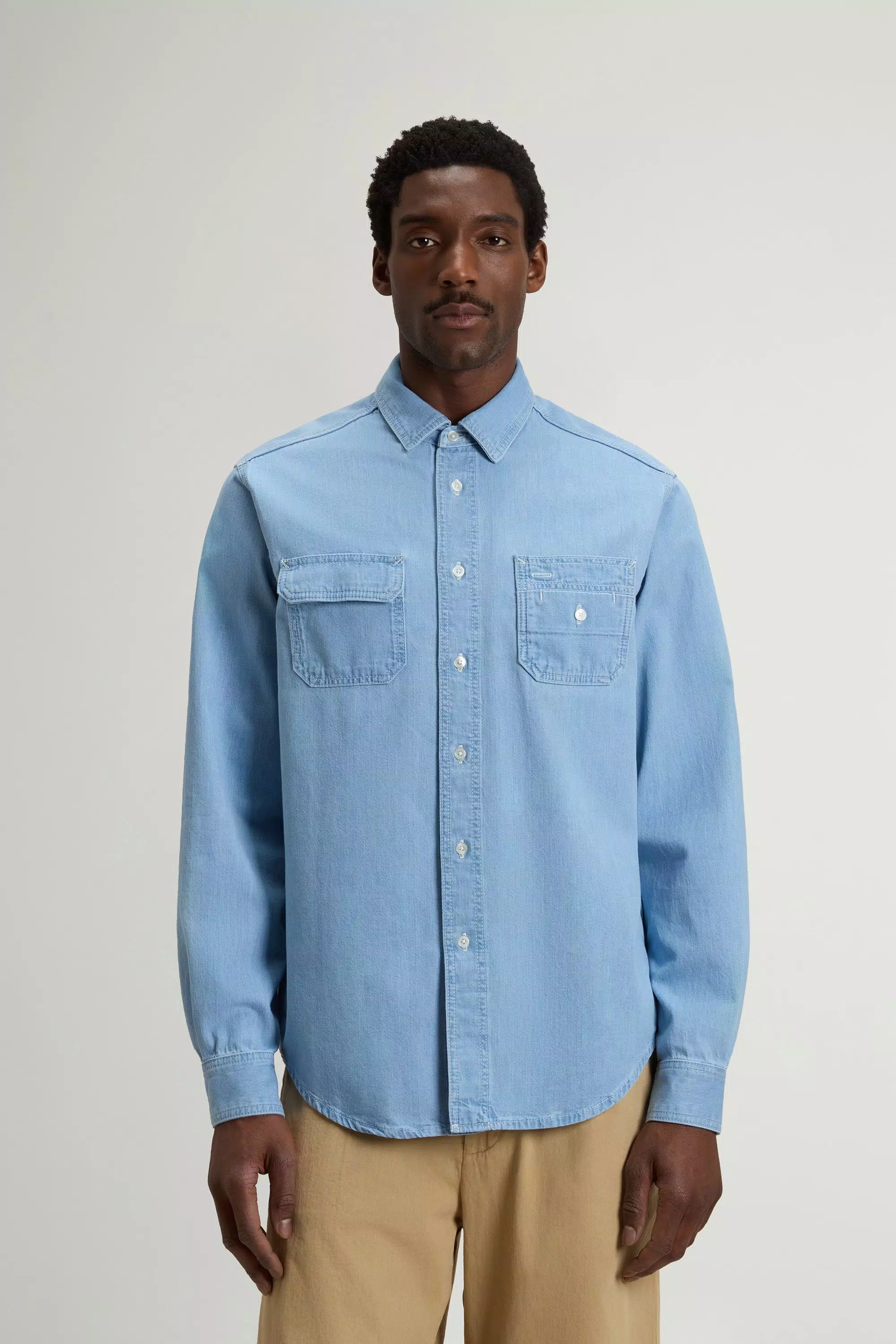 Shirt in Lightweight Pure Cotton Denim - Light Indigo