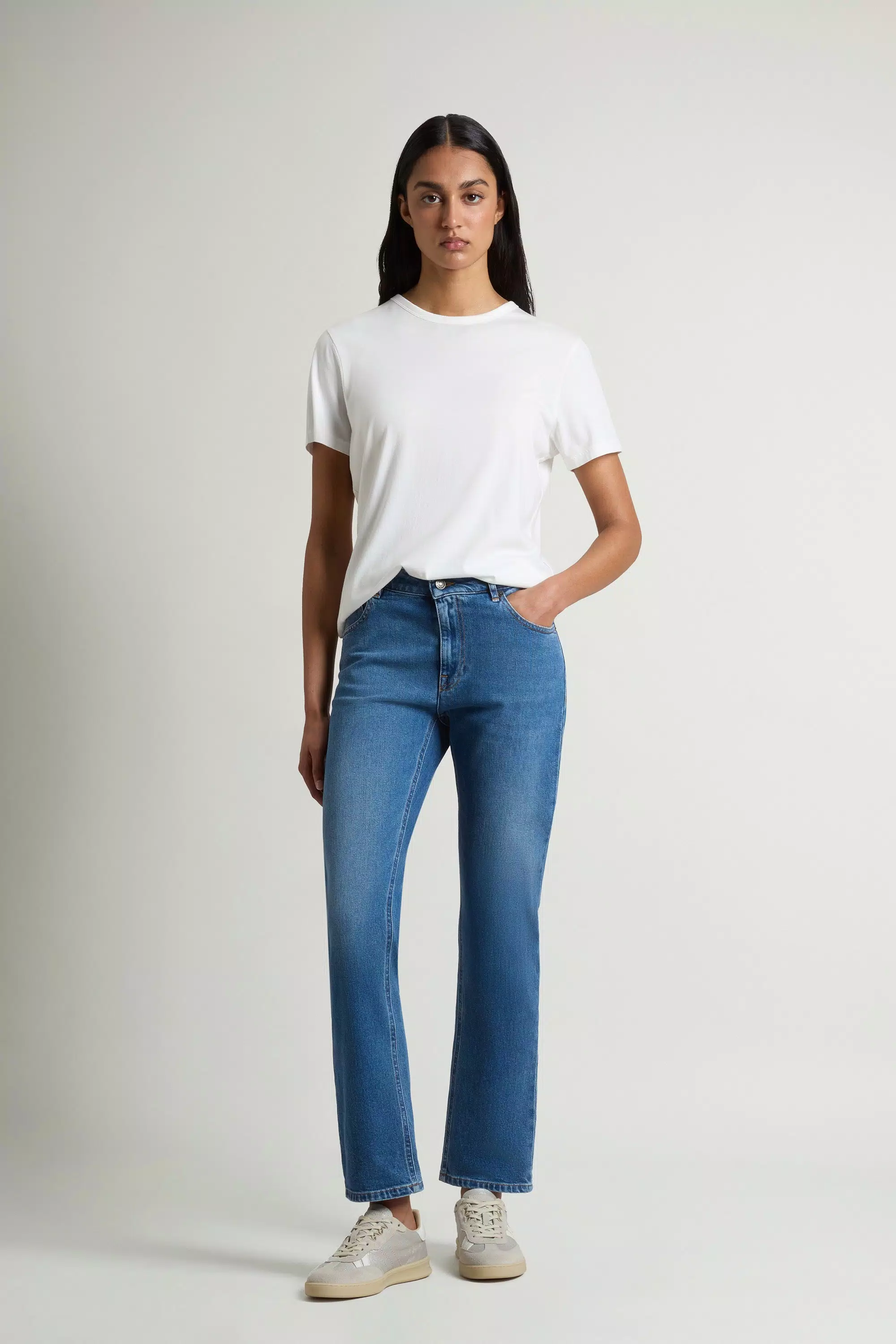 Five-Pocket Jeans in Stretch Cotton Denim - Stone Washed